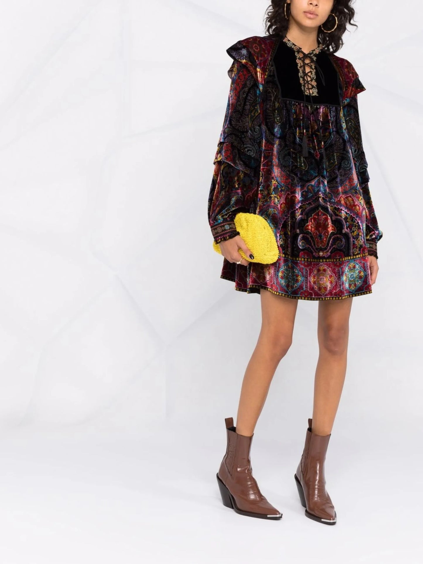 abstract-print velvet dress