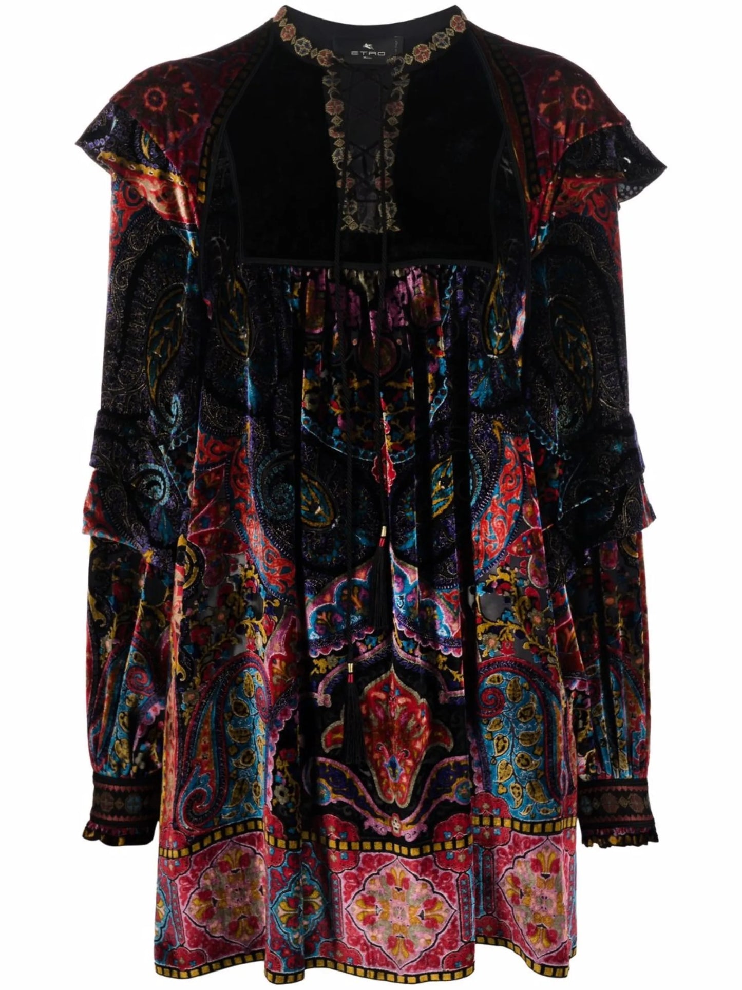 abstract-print velvet dress