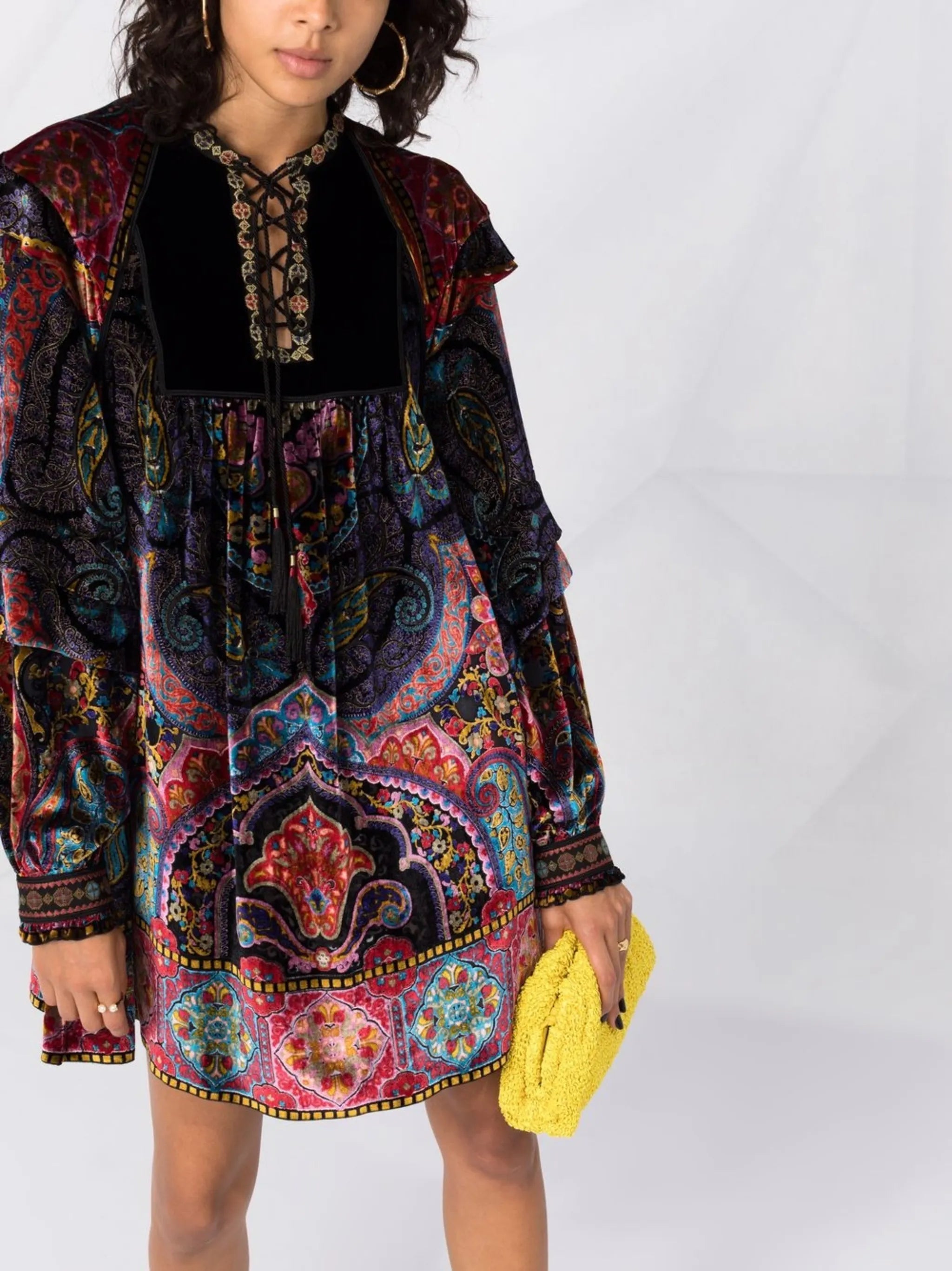 abstract-print velvet dress
