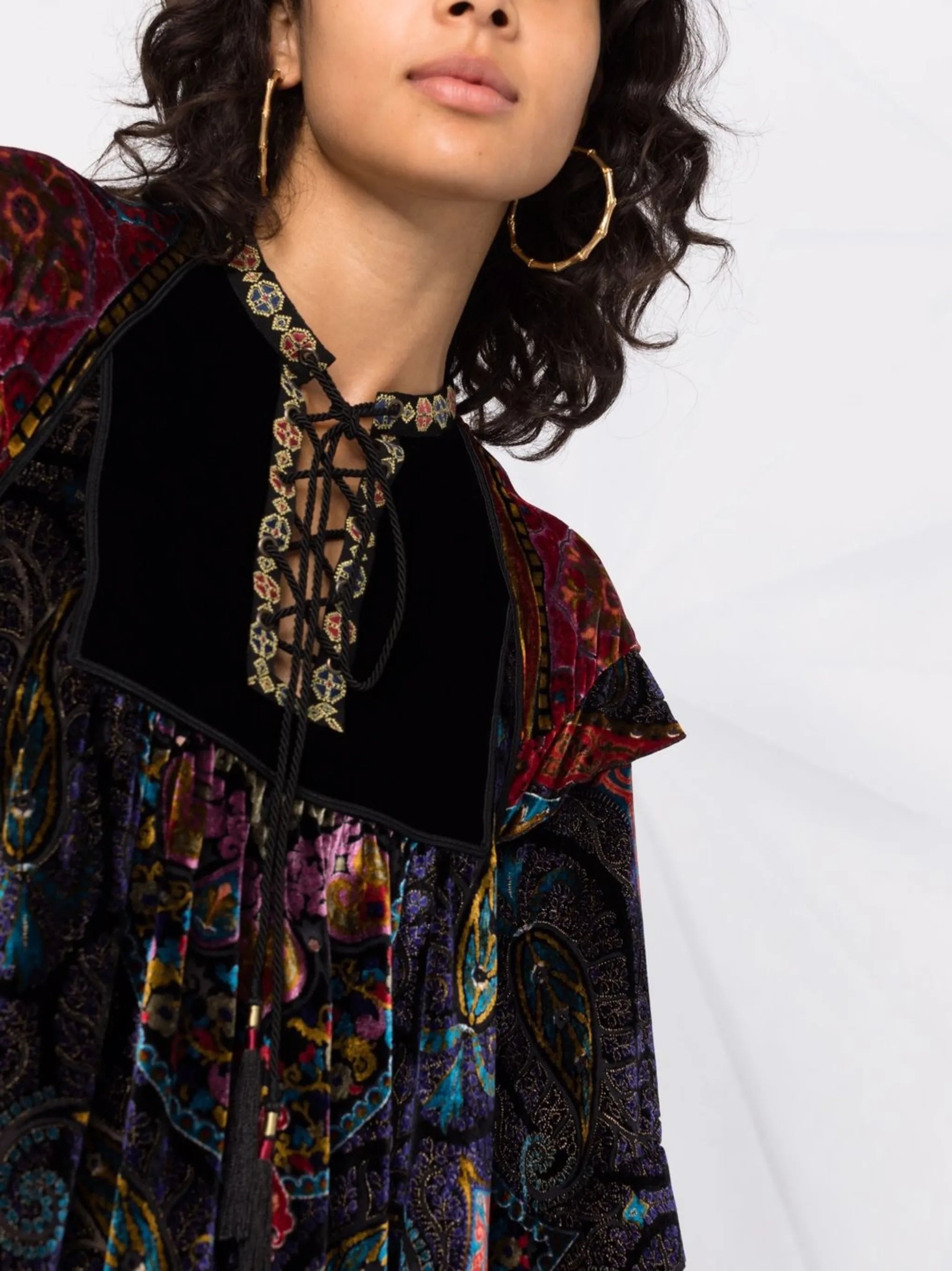 abstract-print velvet dress