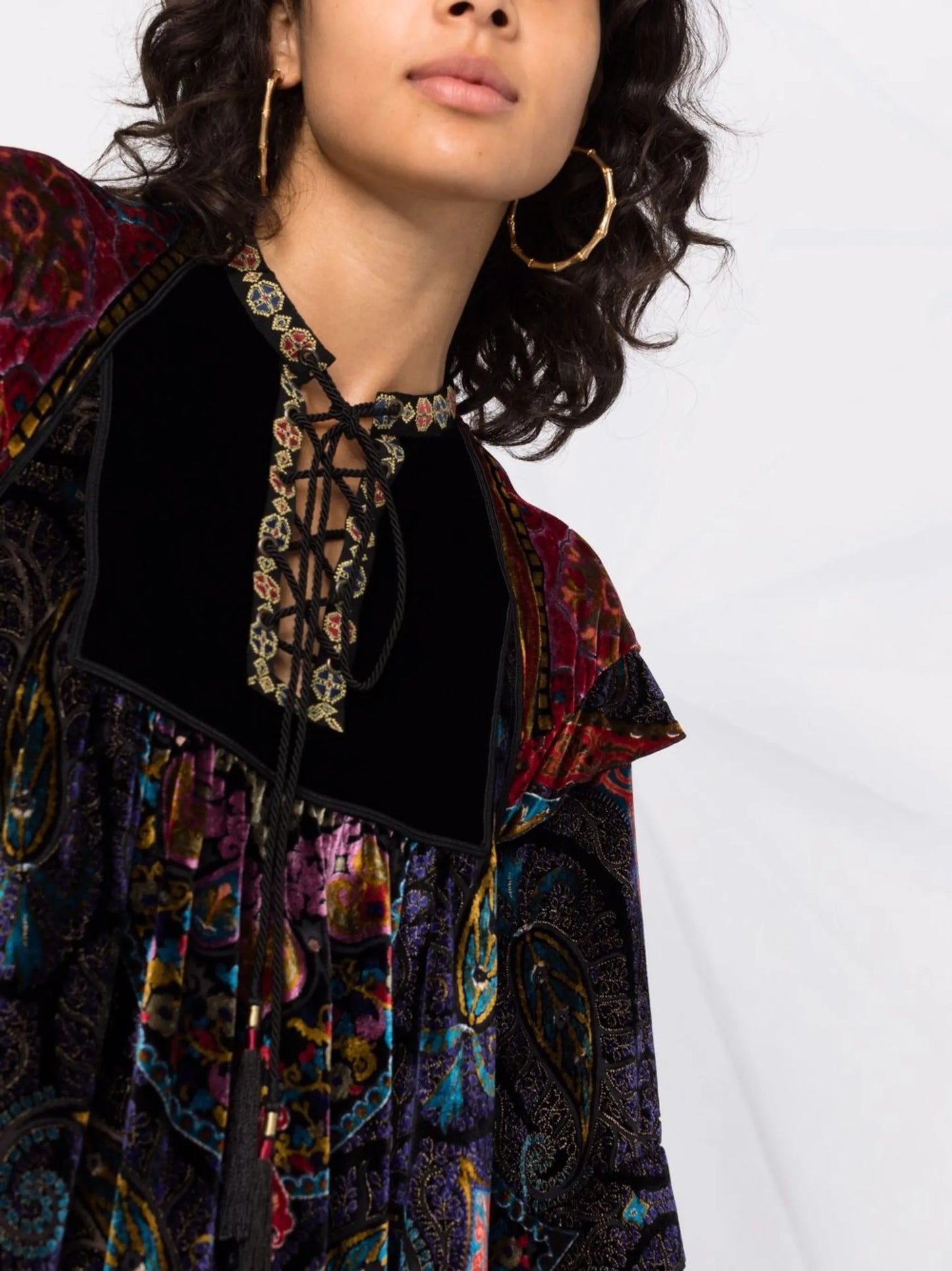 abstract-print velvet dress