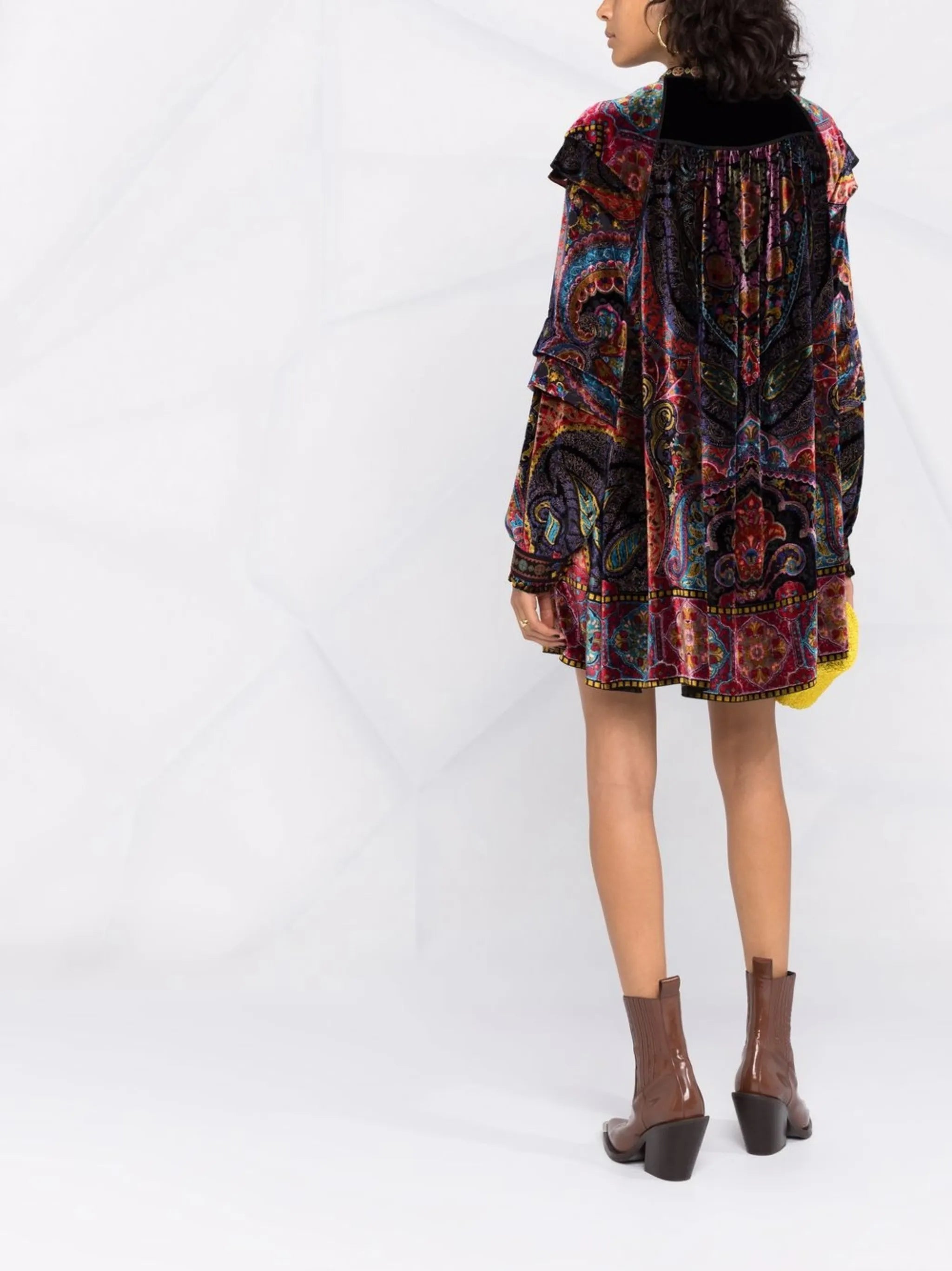 abstract-print velvet dress