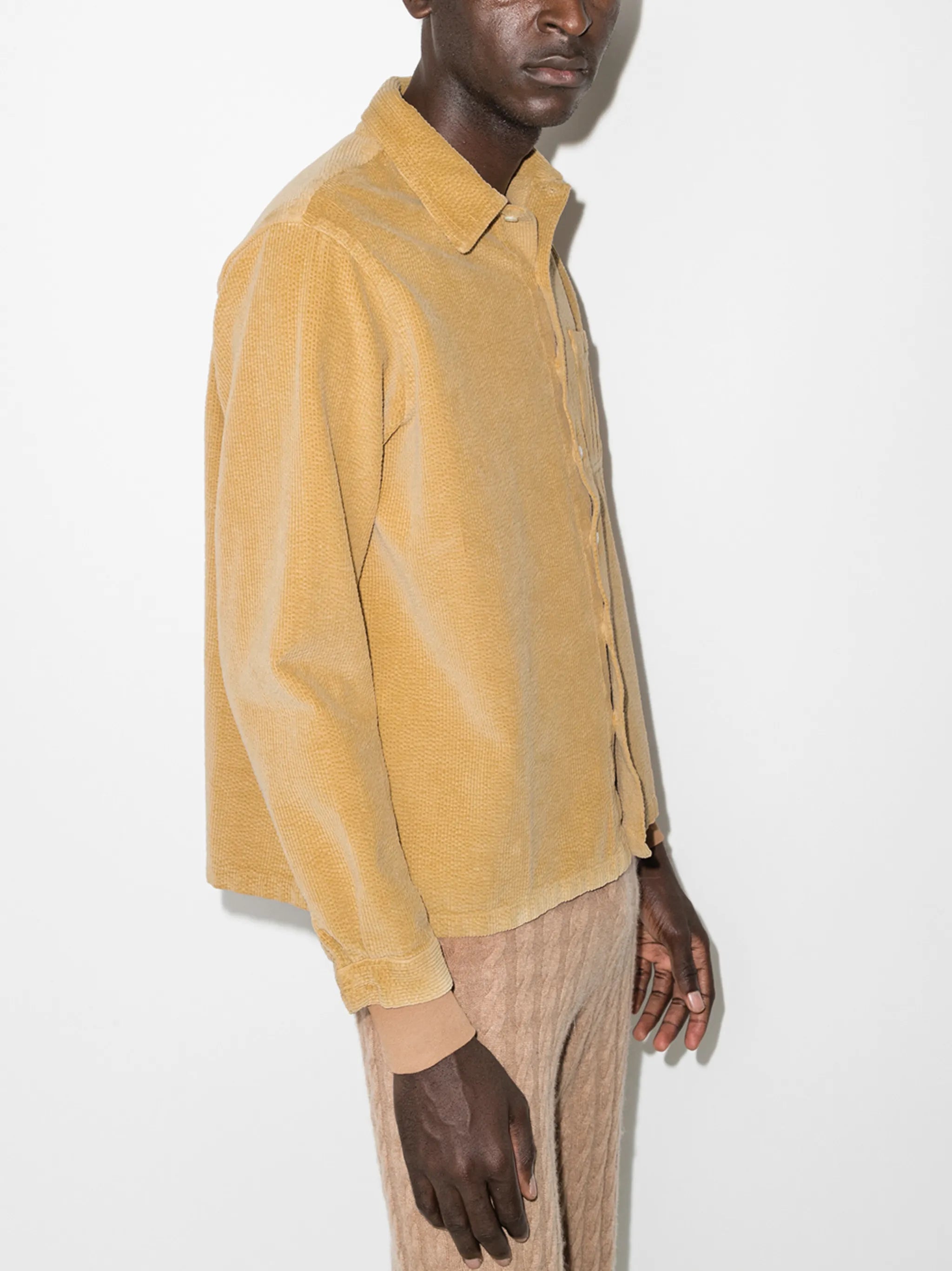logo-embroidered corduroy shirt