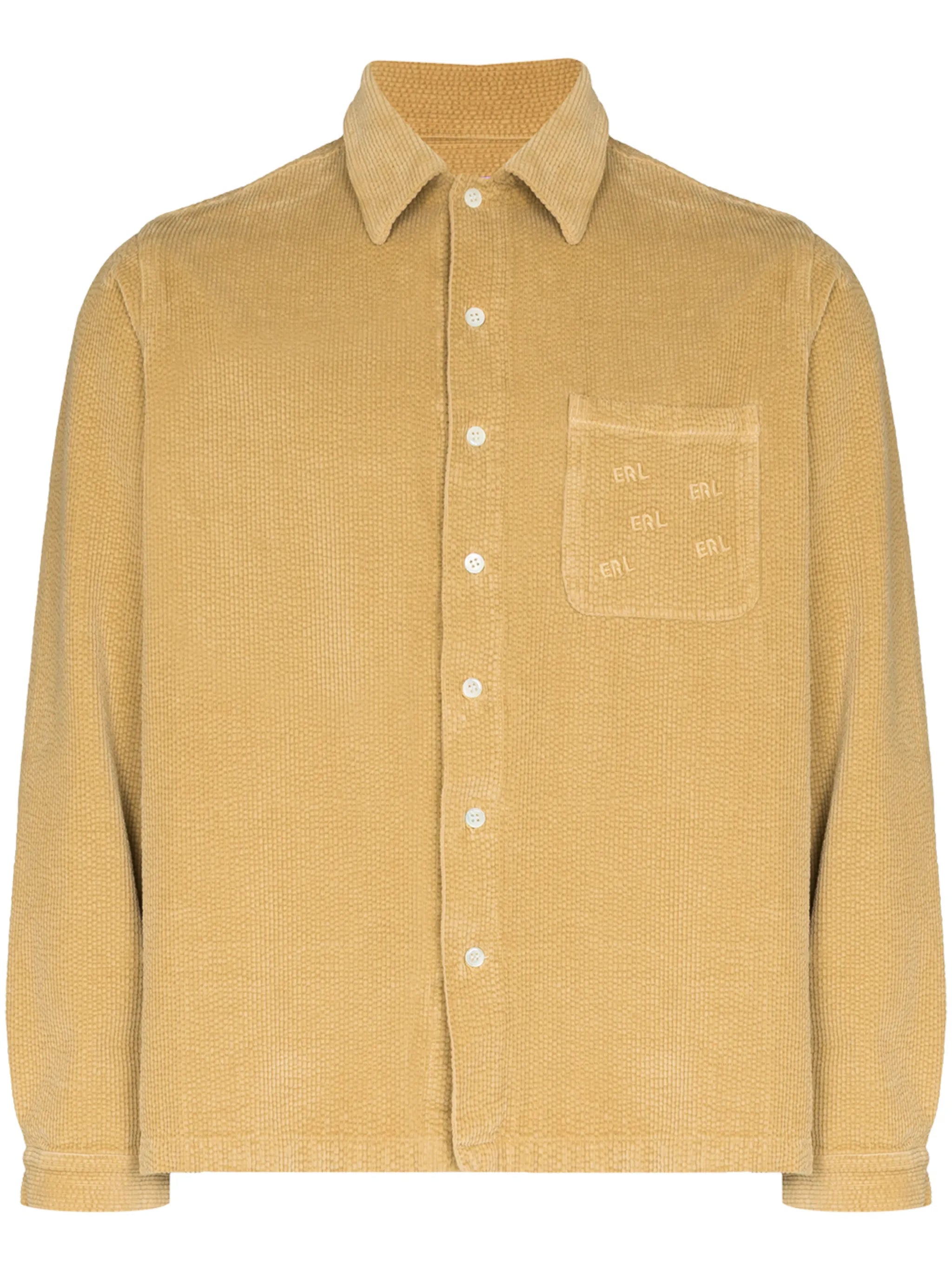 logo-embroidered corduroy shirt