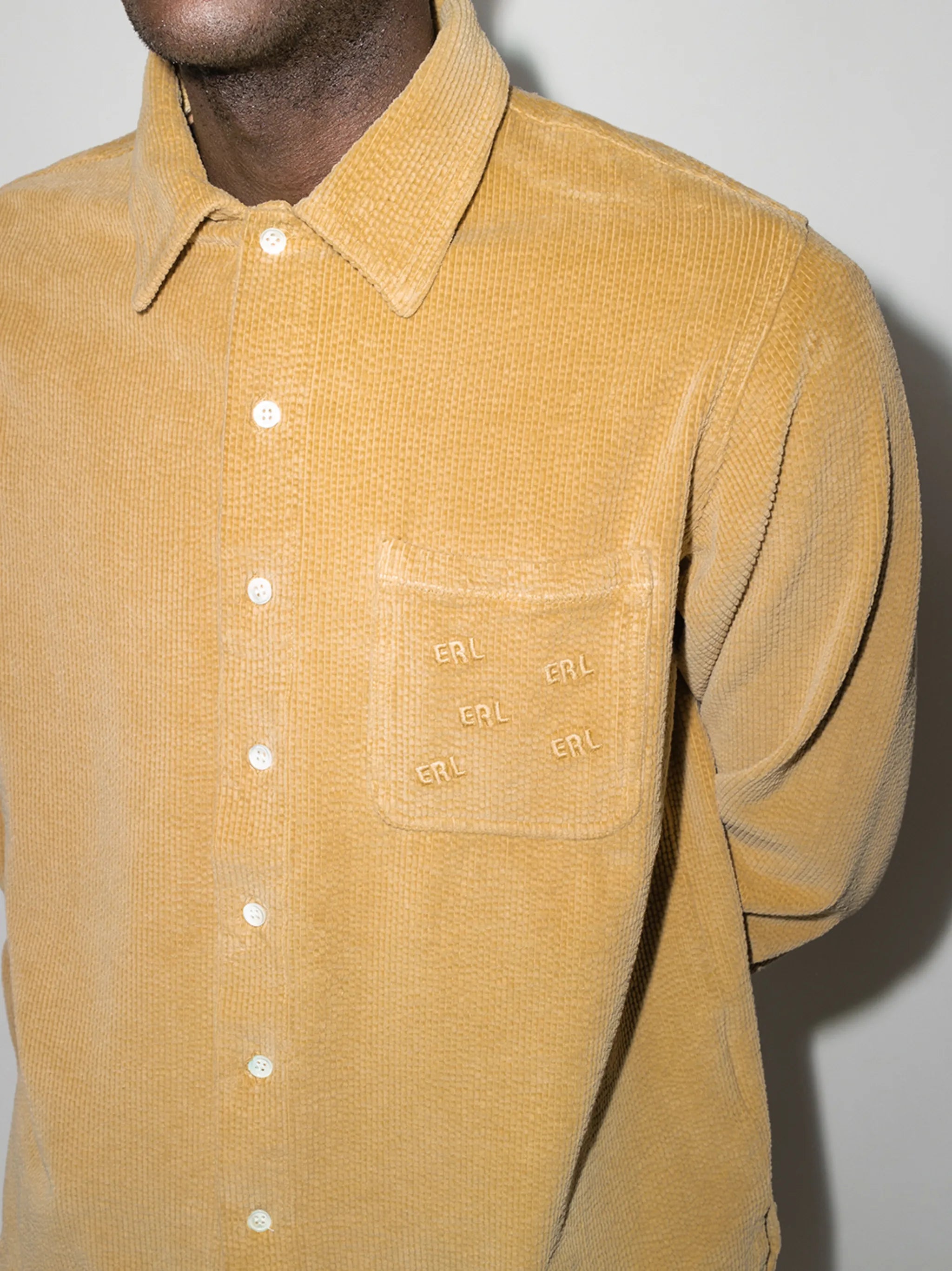logo-embroidered corduroy shirt