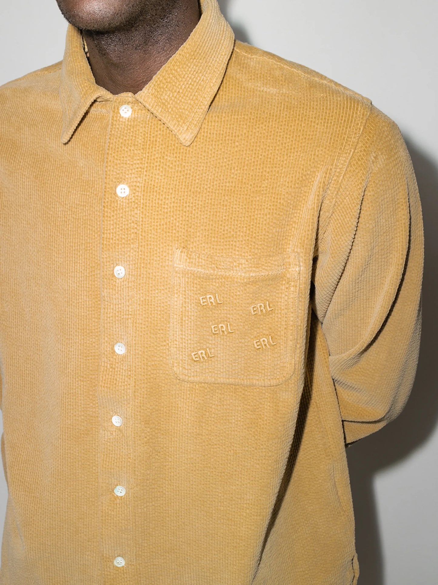 logo-embroidered corduroy shirt