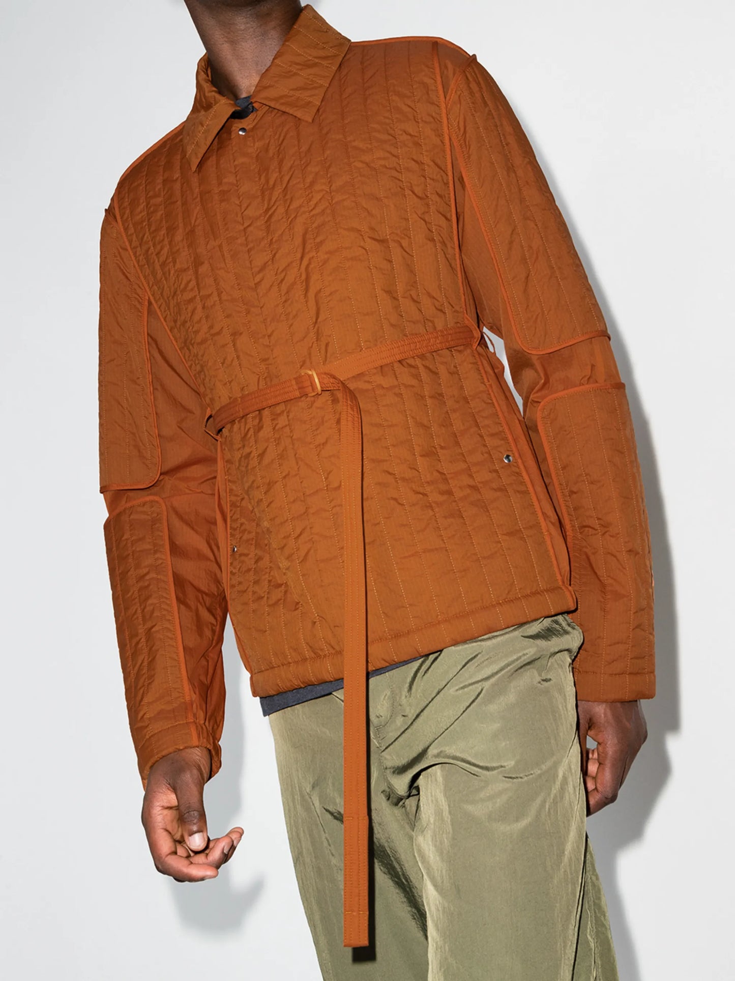 belted quilted padded jacket