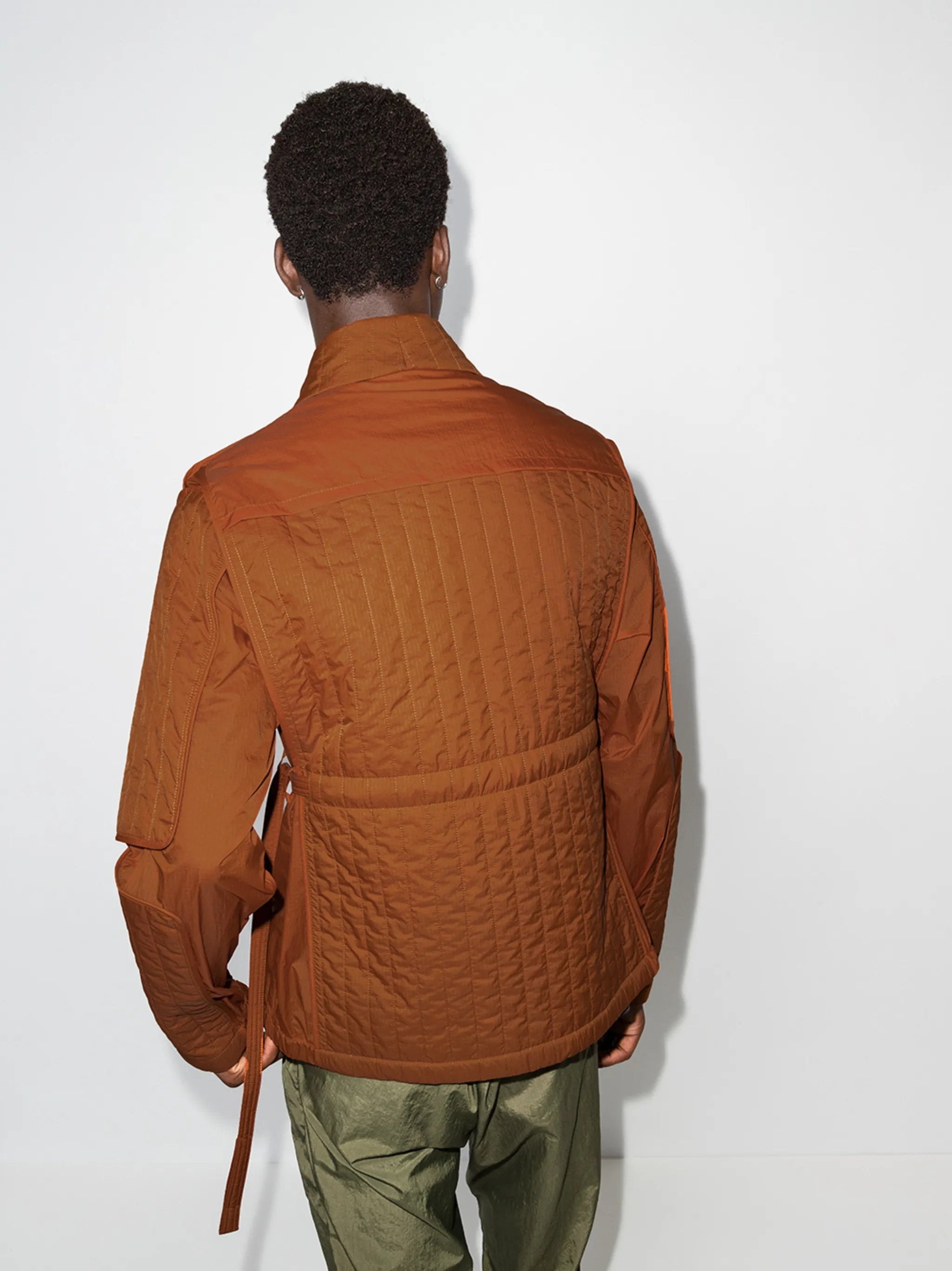belted quilted padded jacket