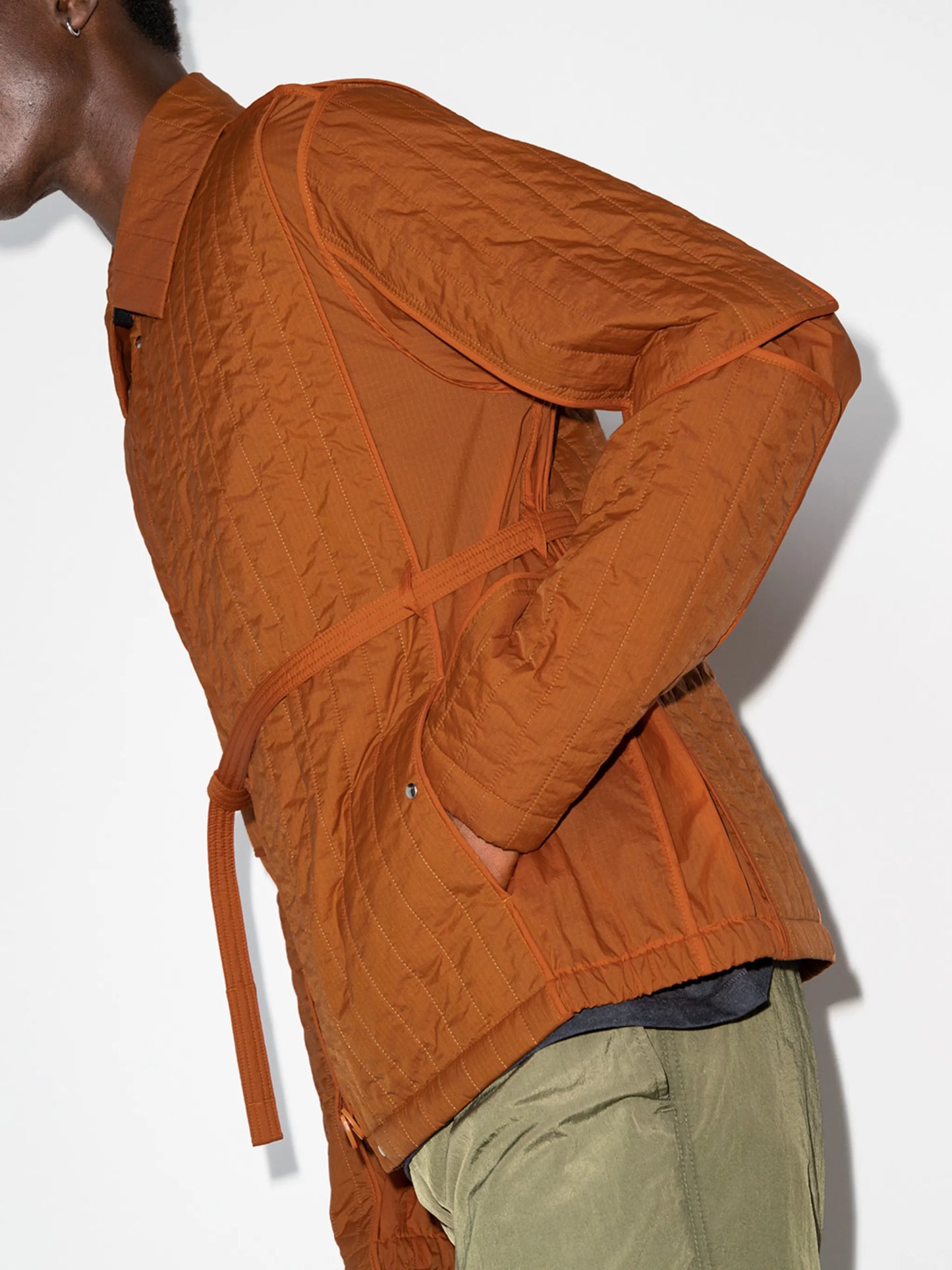 belted quilted padded jacket