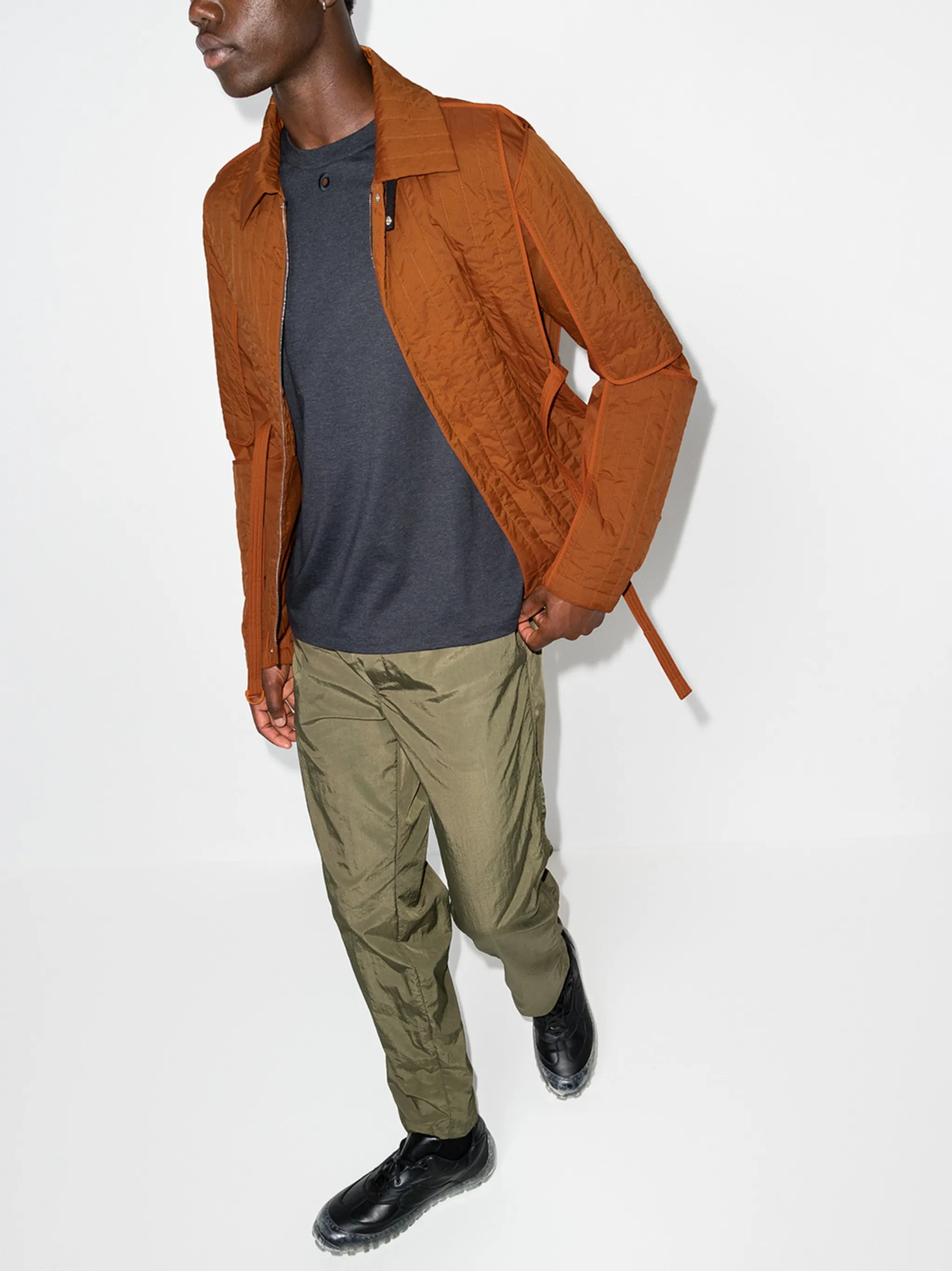 belted quilted padded jacket