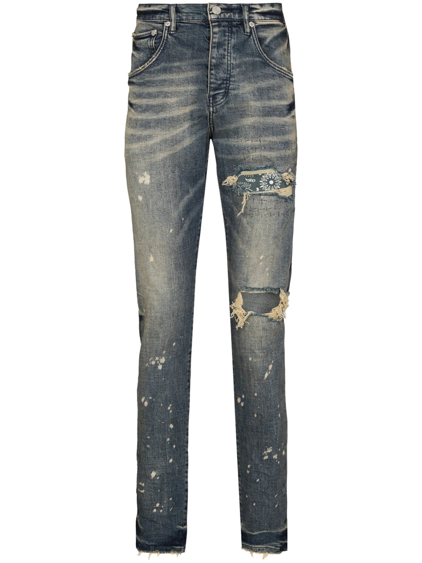 bandana patch slim-cut jeans