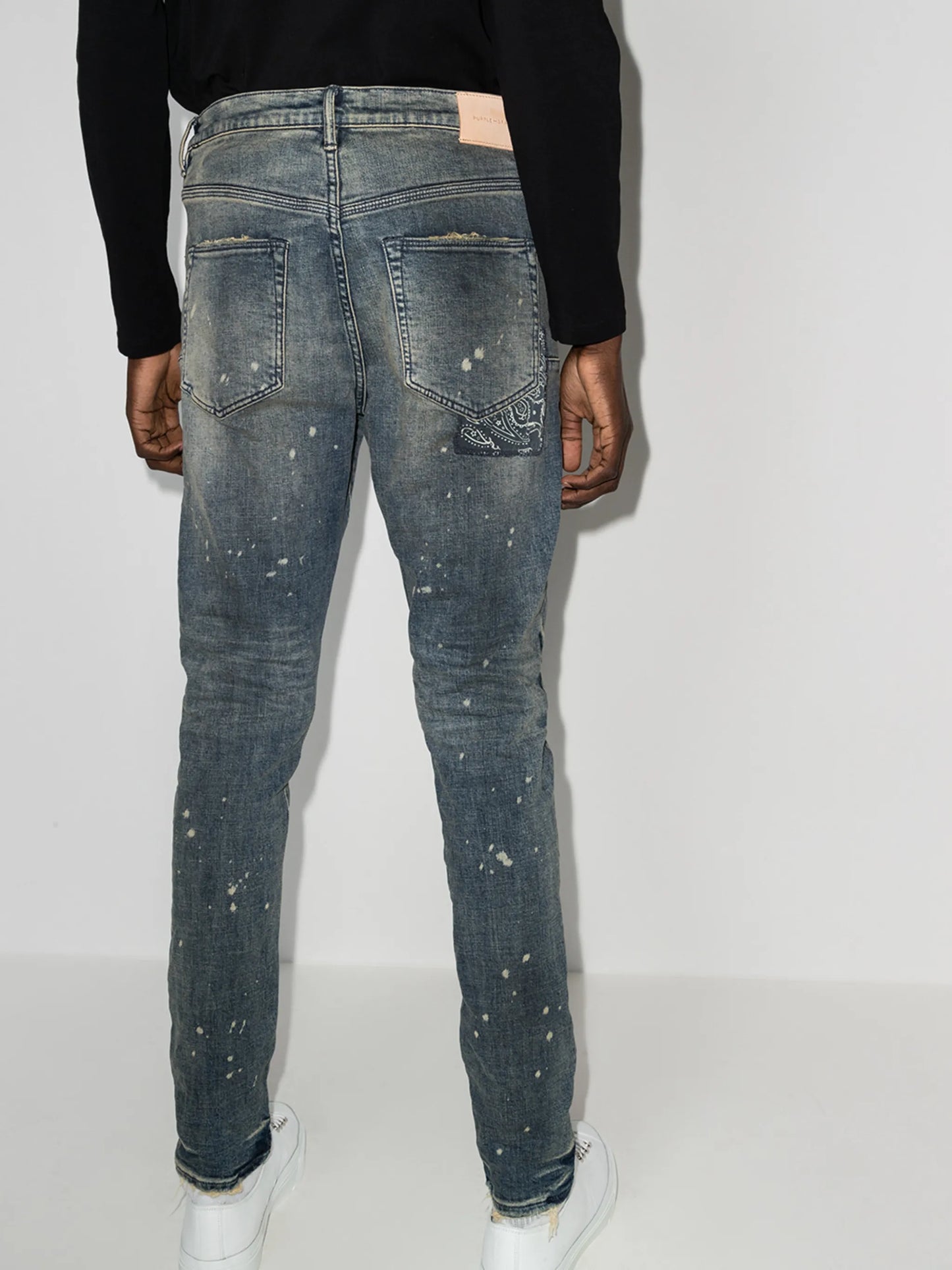 bandana patch slim-cut jeans