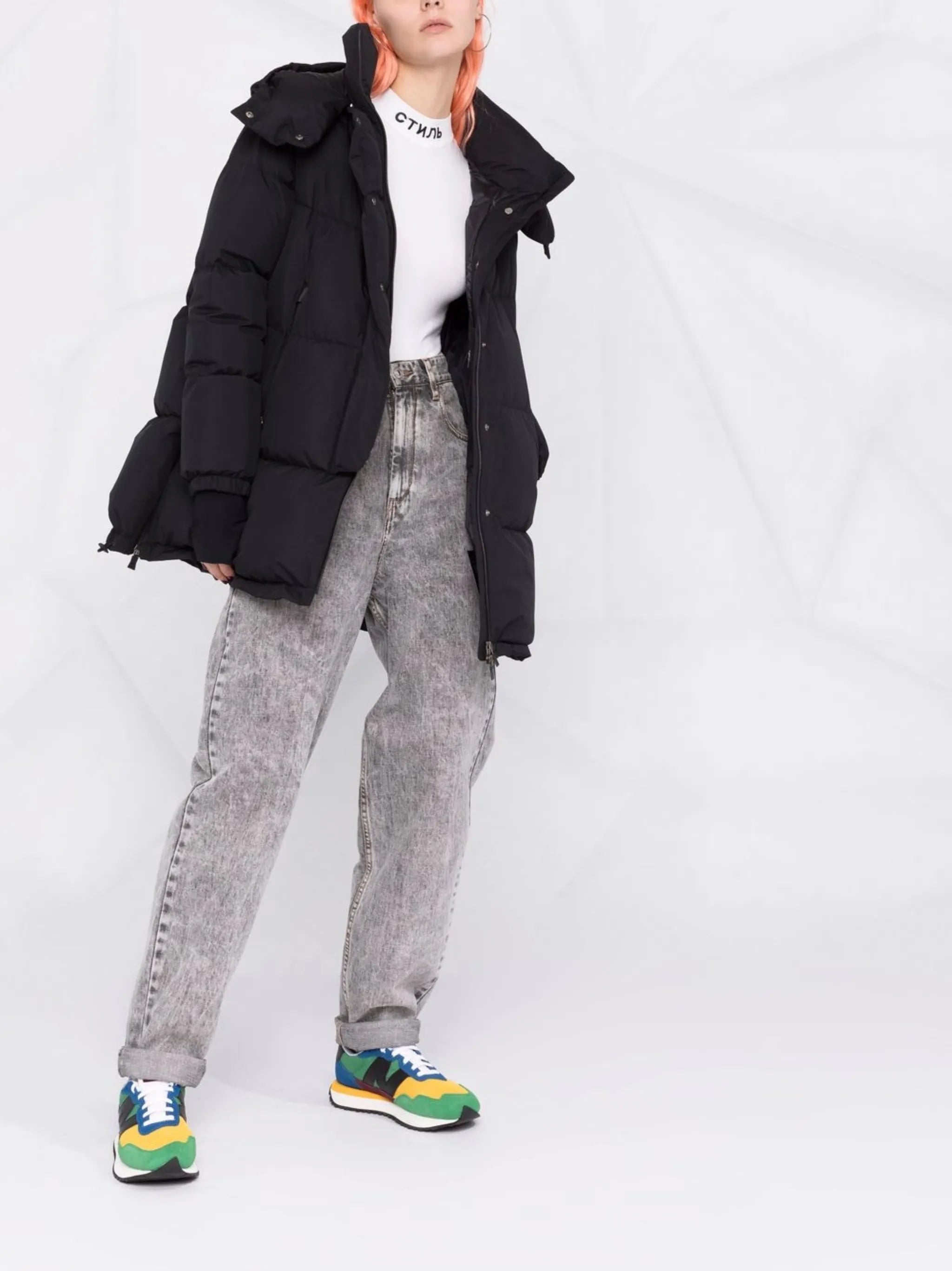 A-line padded zip-front coat