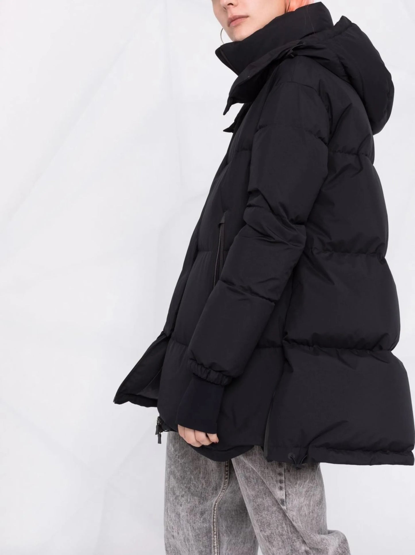 A-line padded zip-front coat