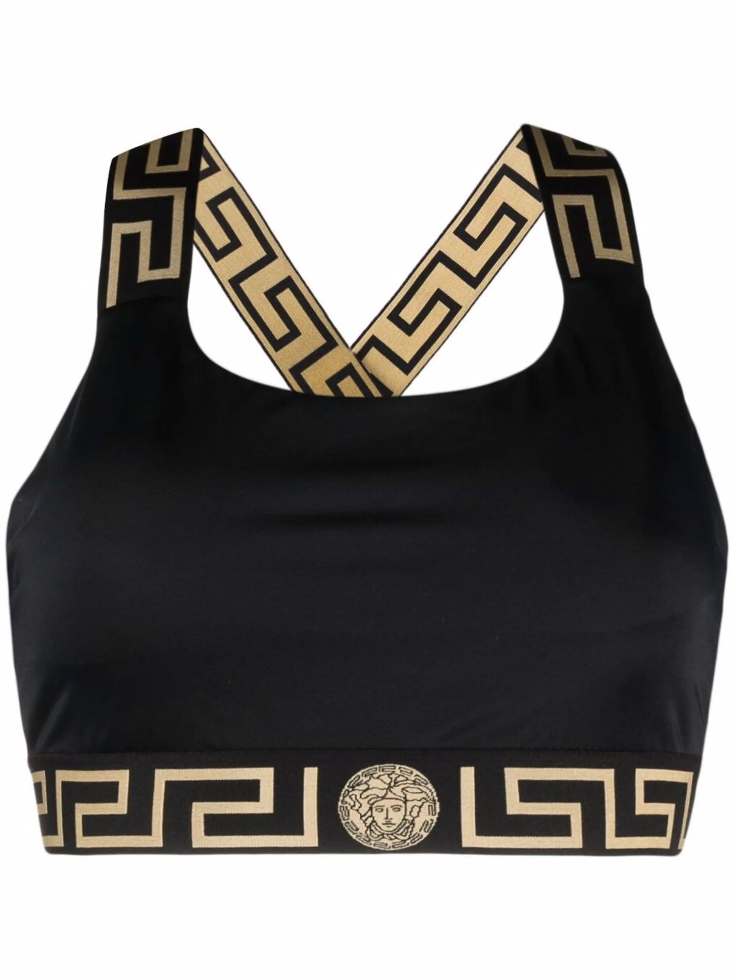 Greca-trim Medusa-logo bikini top