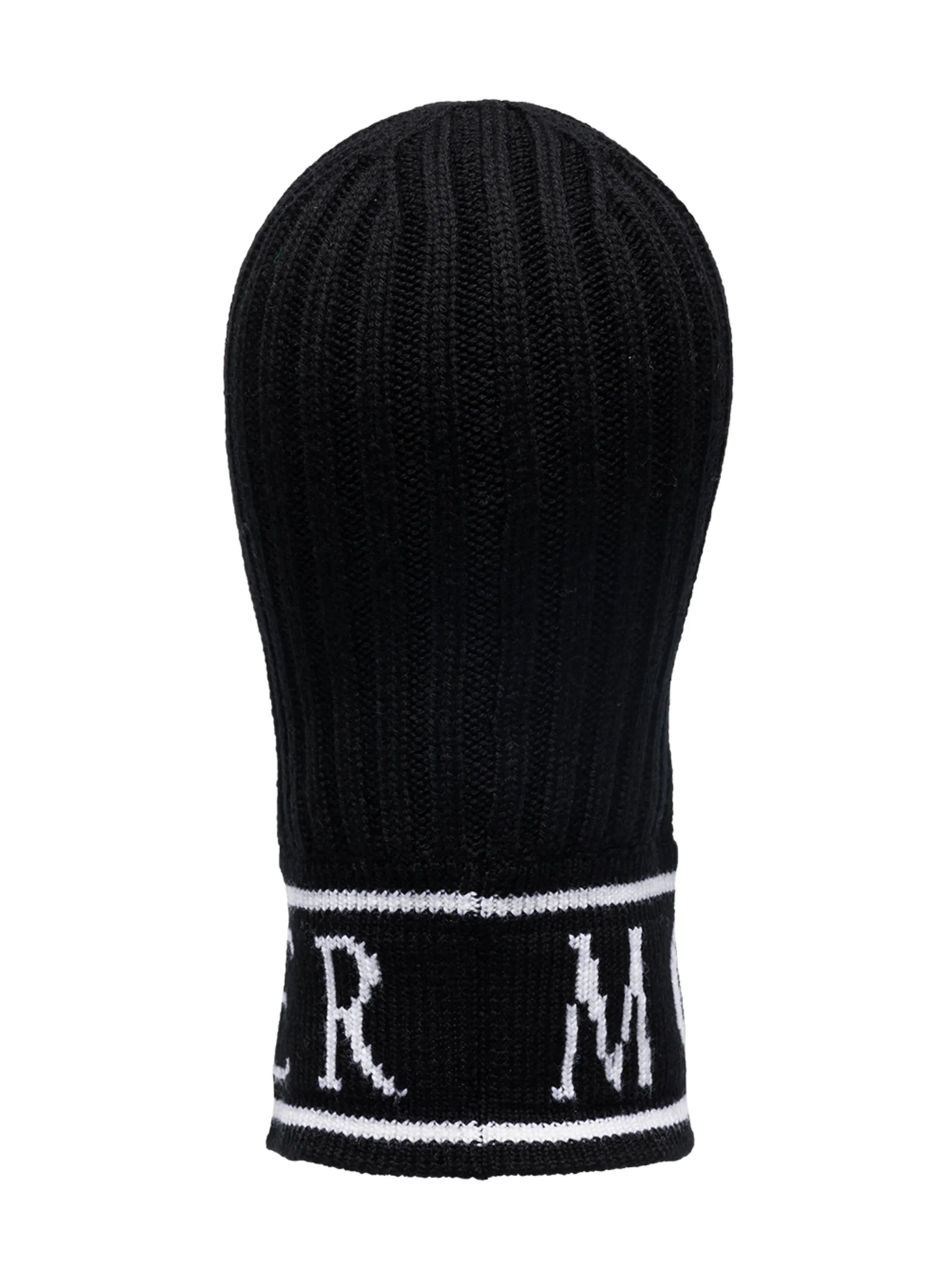 logo ribbed-knit balaclava