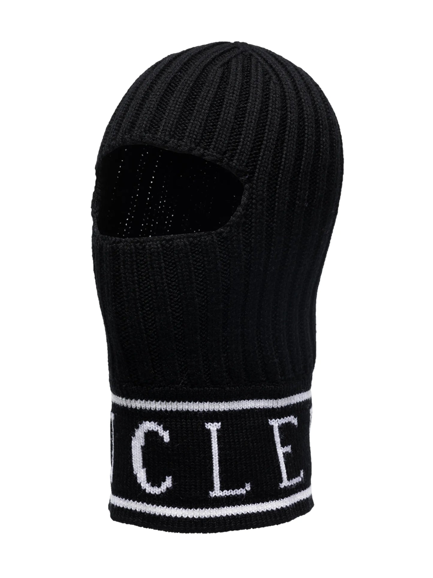 logo ribbed-knit balaclava