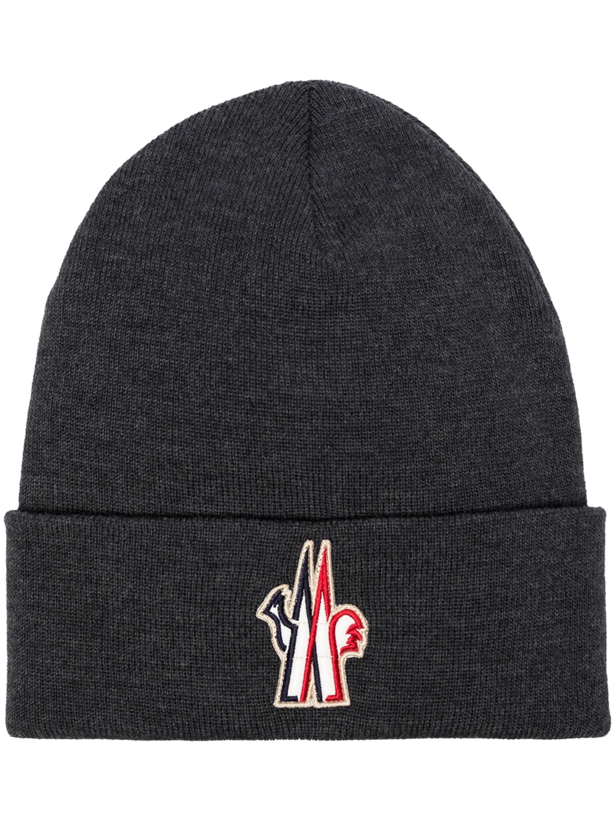 logo patch knitted beanie