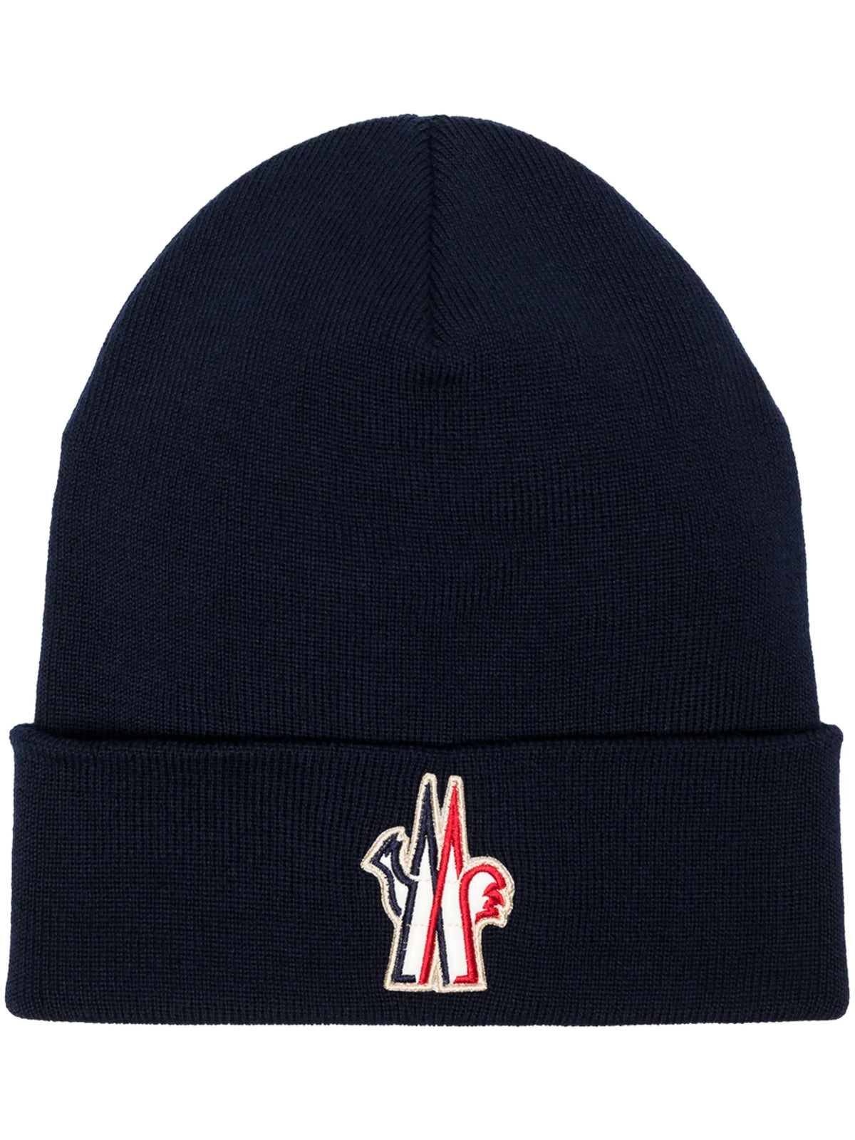 logo patch knitted beanie