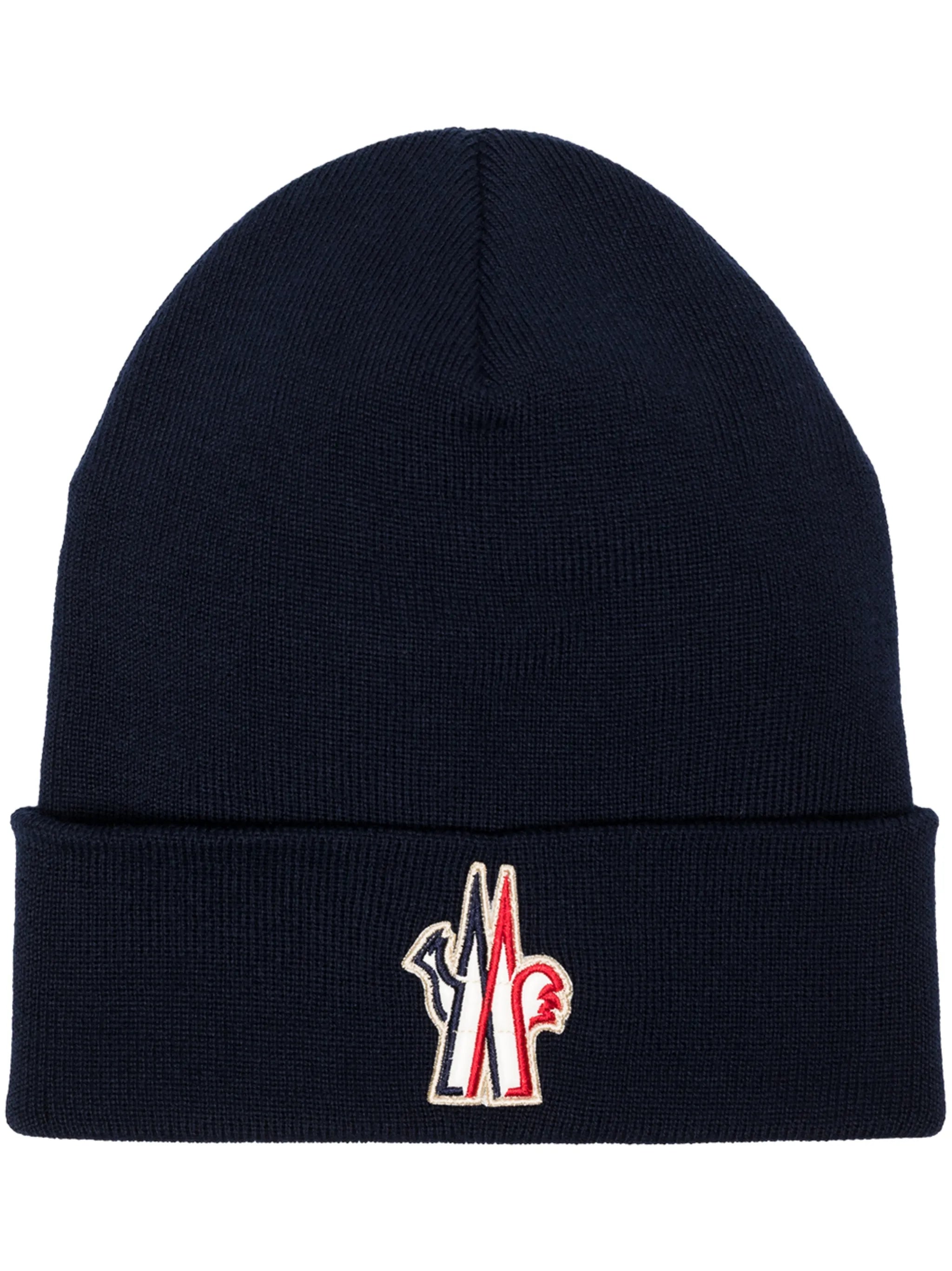 logo patch knitted beanie