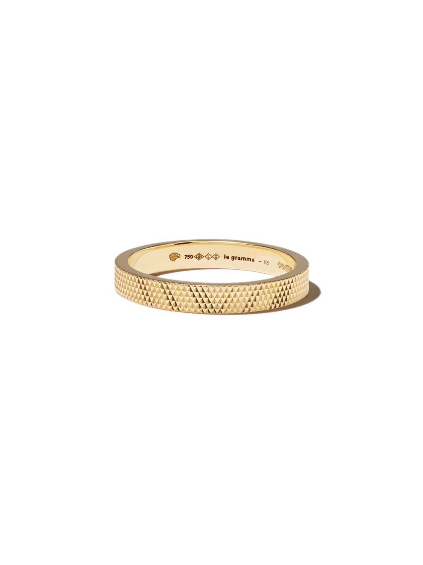 18kt yellow gold 4g knurled ribbon band ring