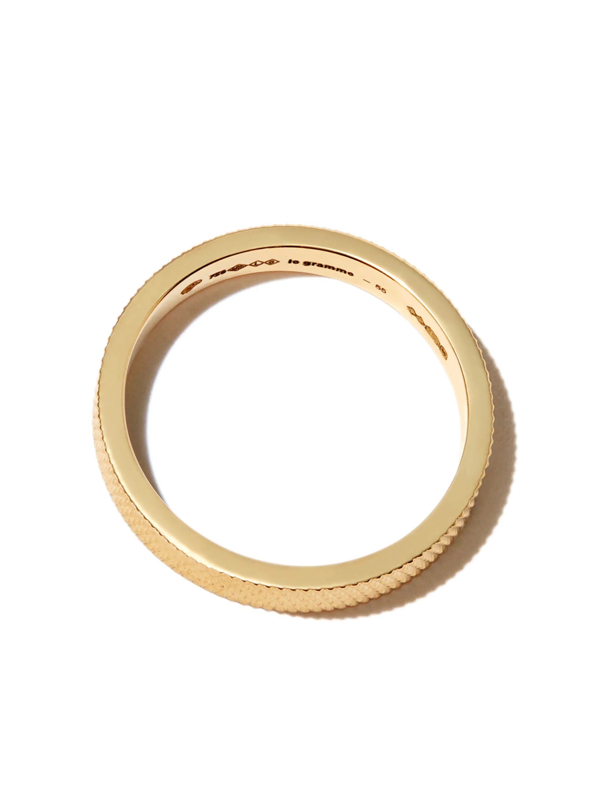 18kt yellow gold 4g knurled ribbon band ring