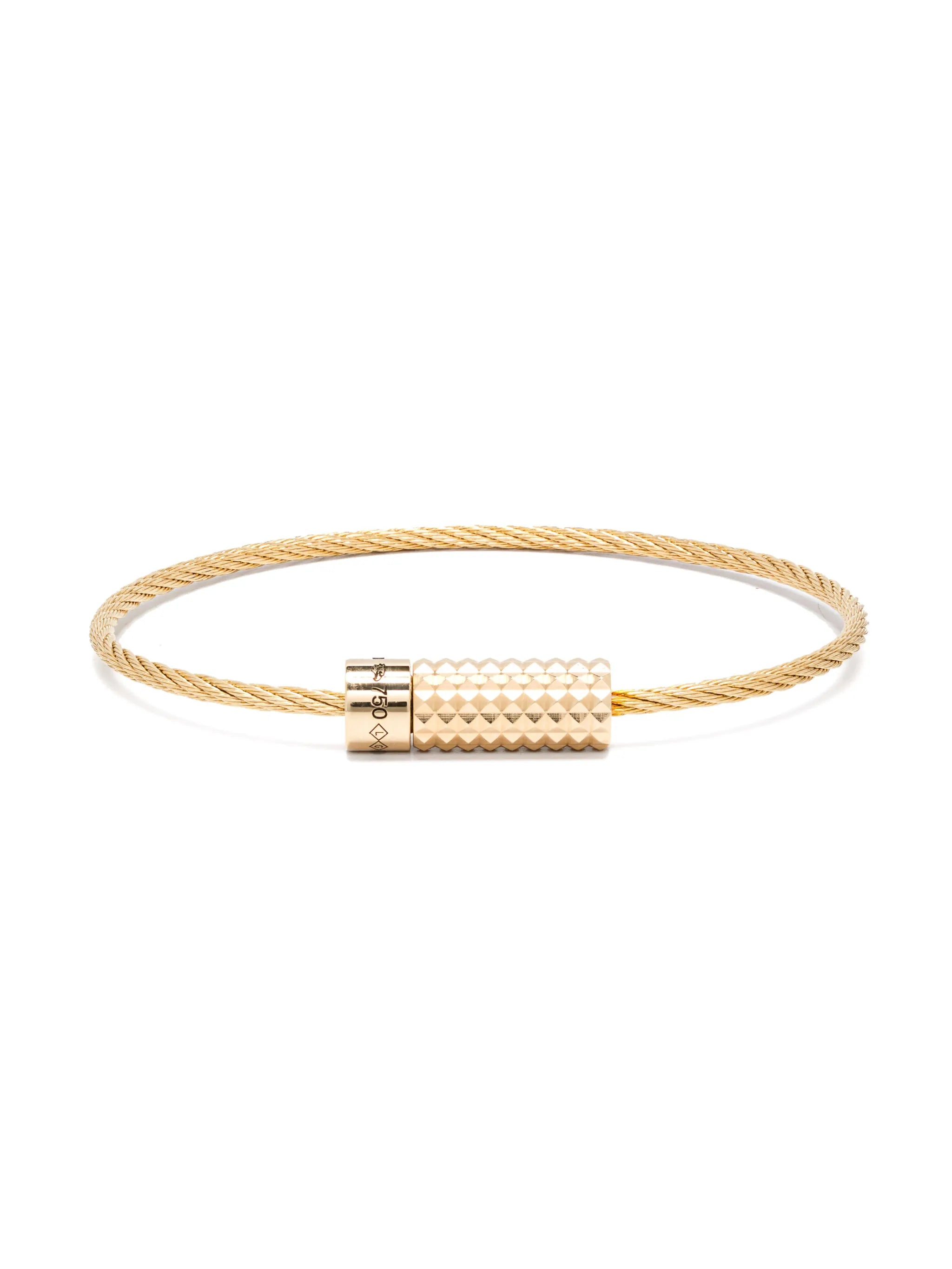 18kt yellow gold Pyramid Guilloche Cable bracelet