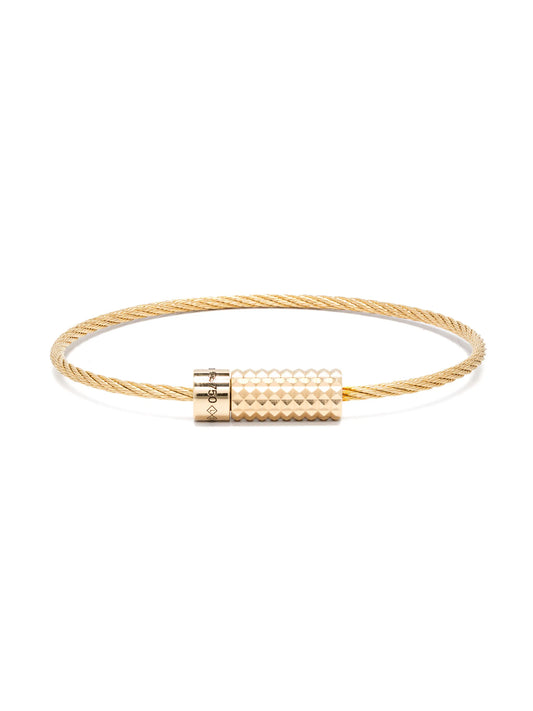 18kt yellow gold Pyramid Guilloche Cable bracelet