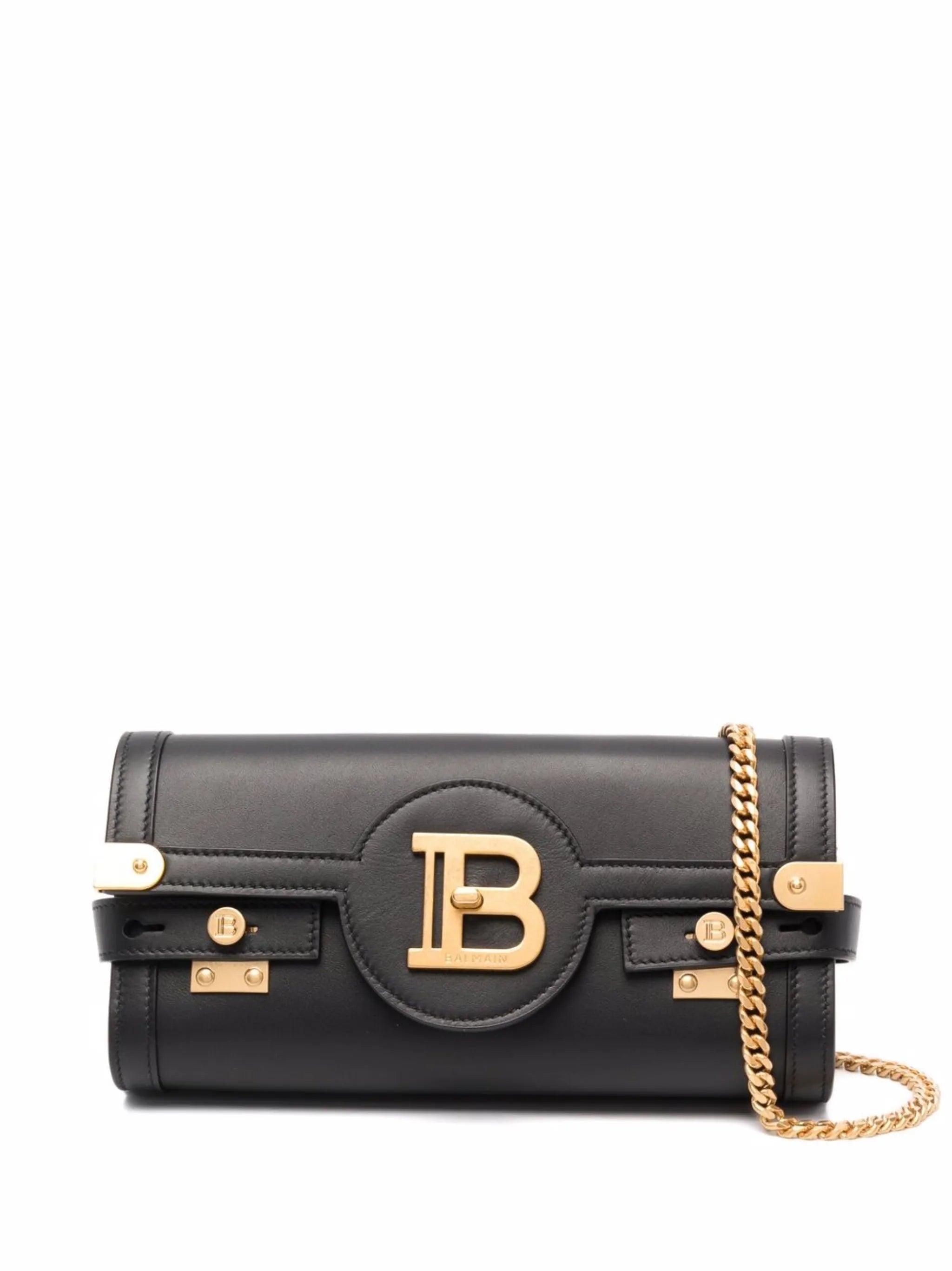 logo-clasp leather clutch