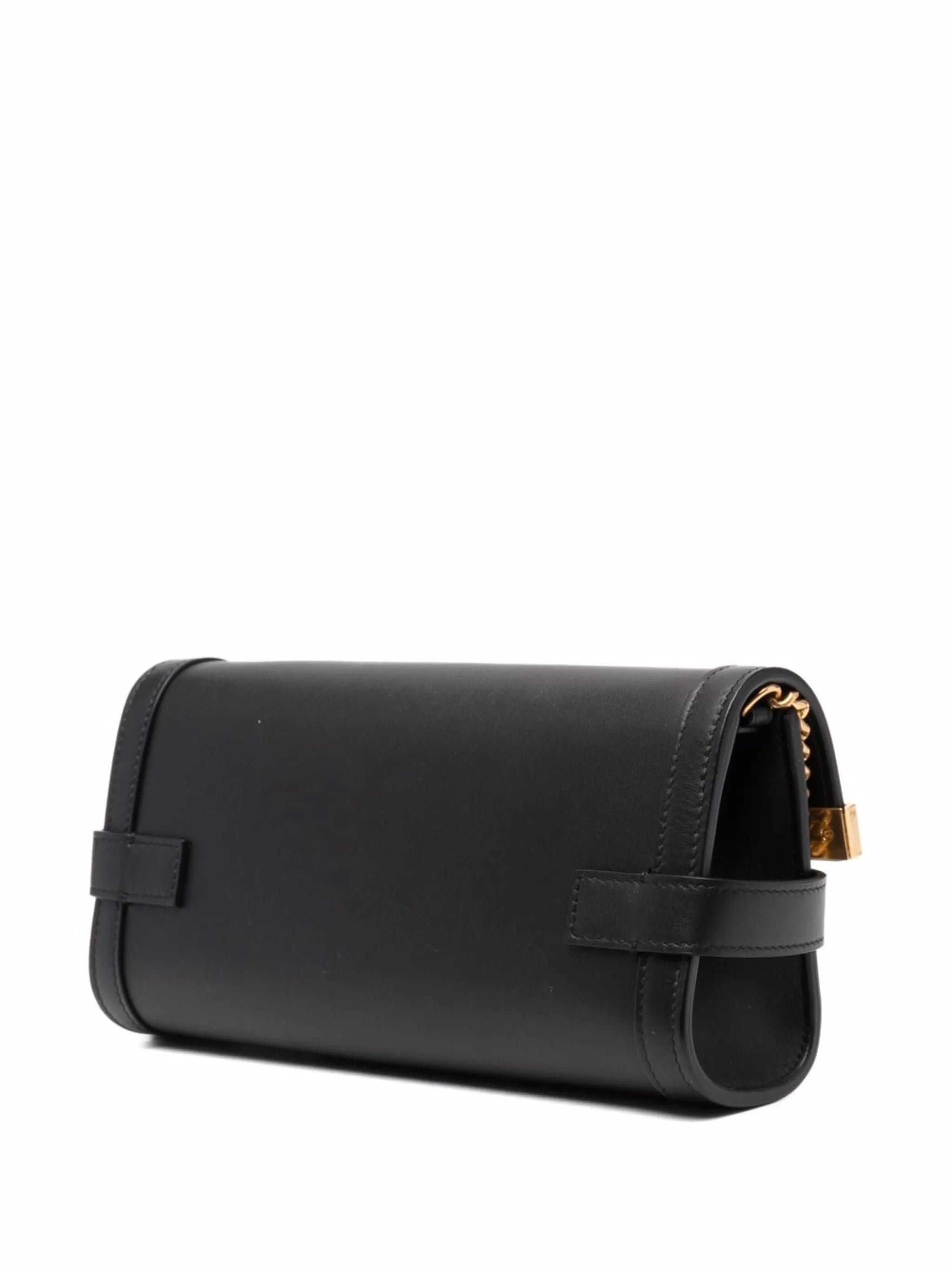 logo-clasp leather clutch