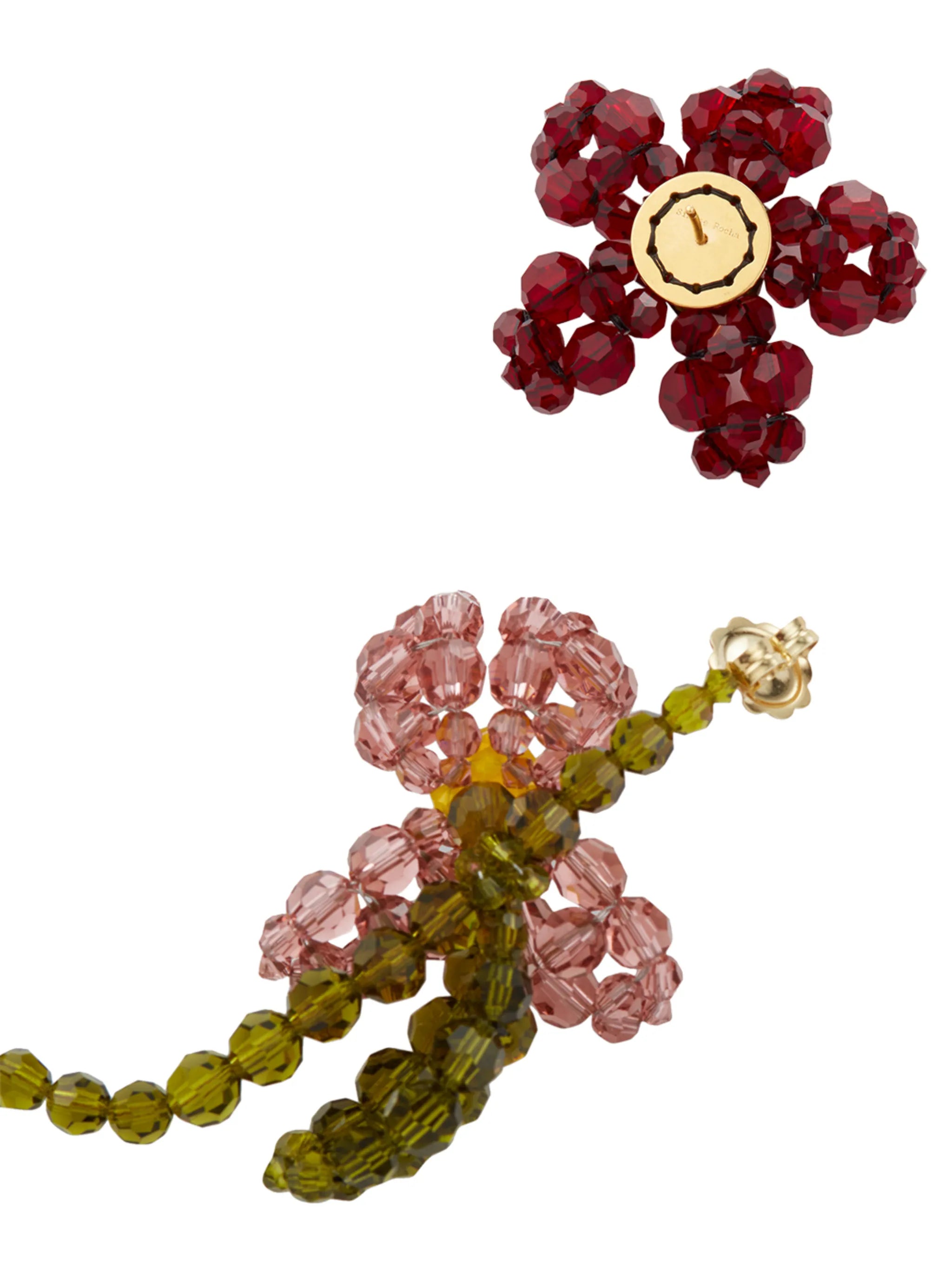 flower beaded single earring