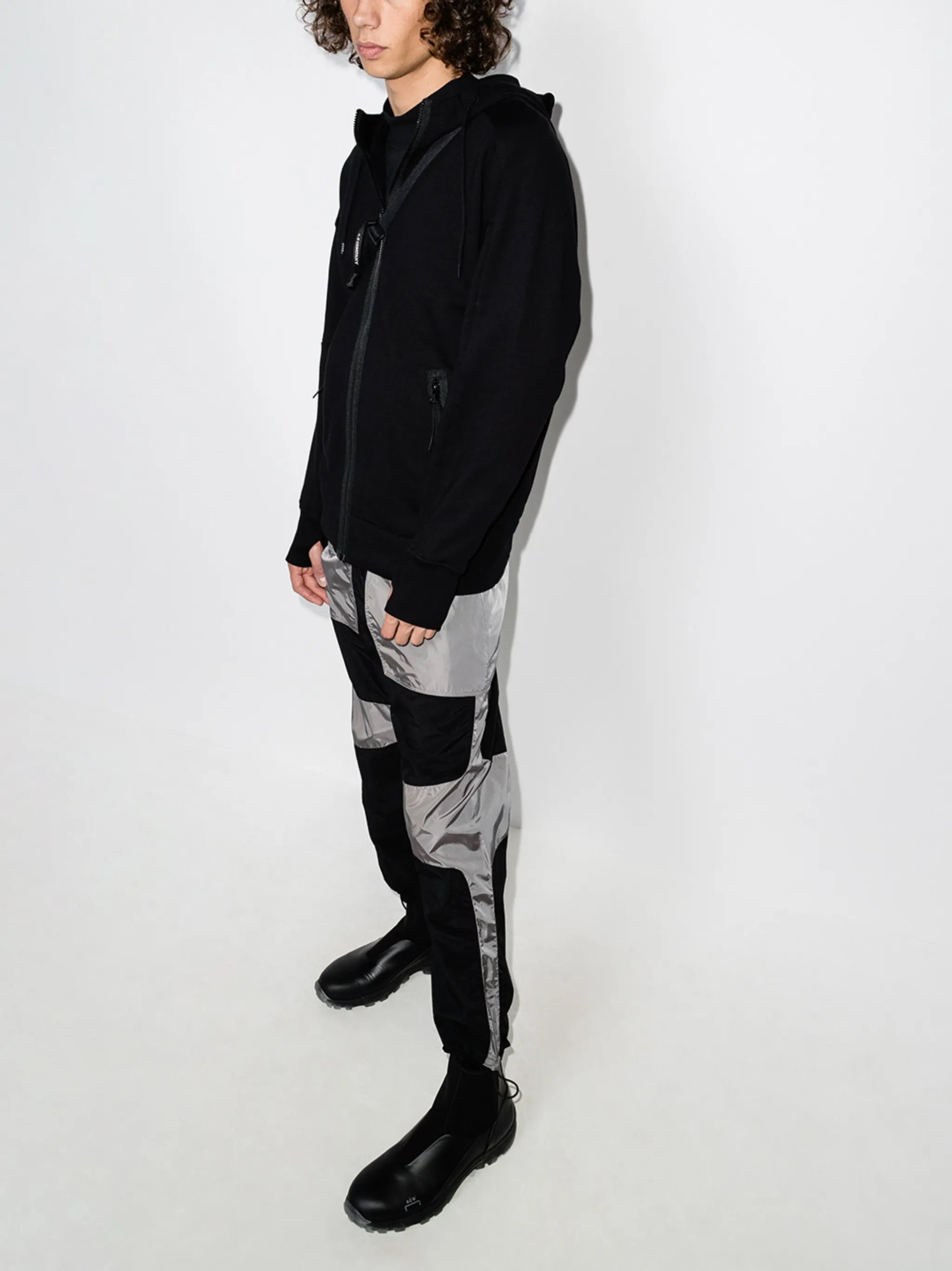goggle-detail zip-up hoodie