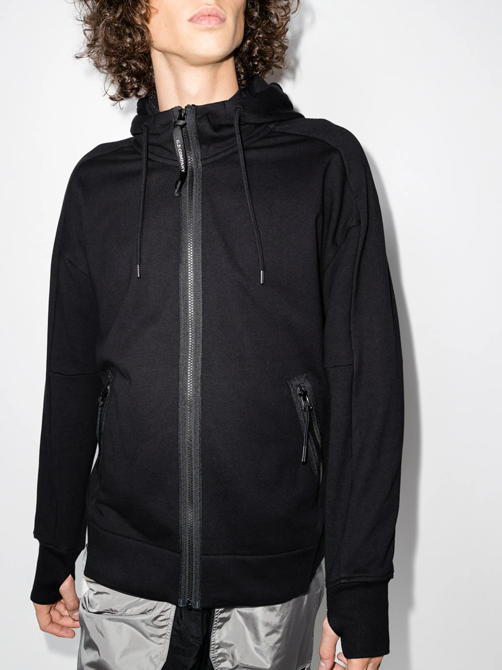 goggle-detail zip-up hoodie