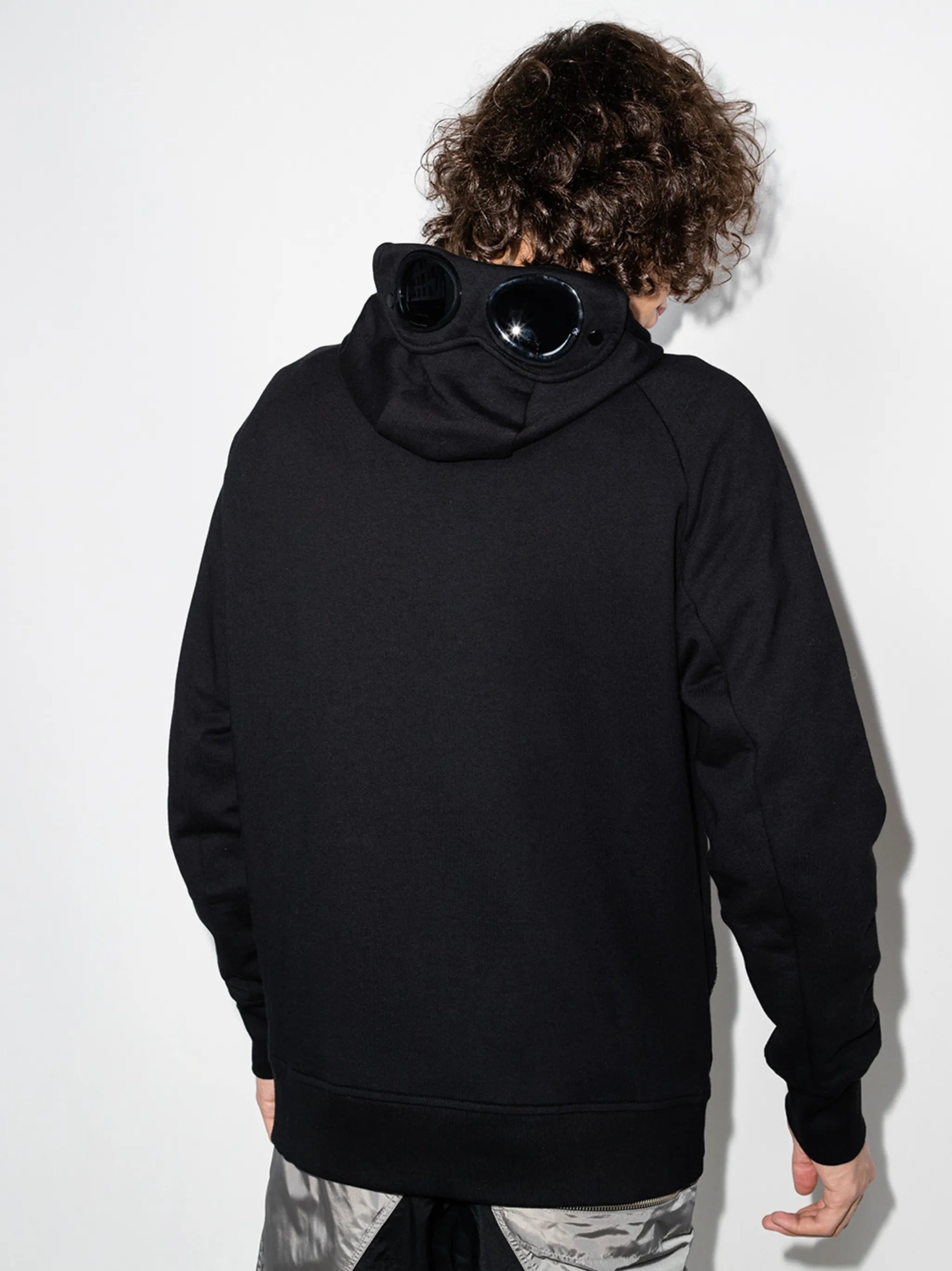 goggle-detail zip-up hoodie