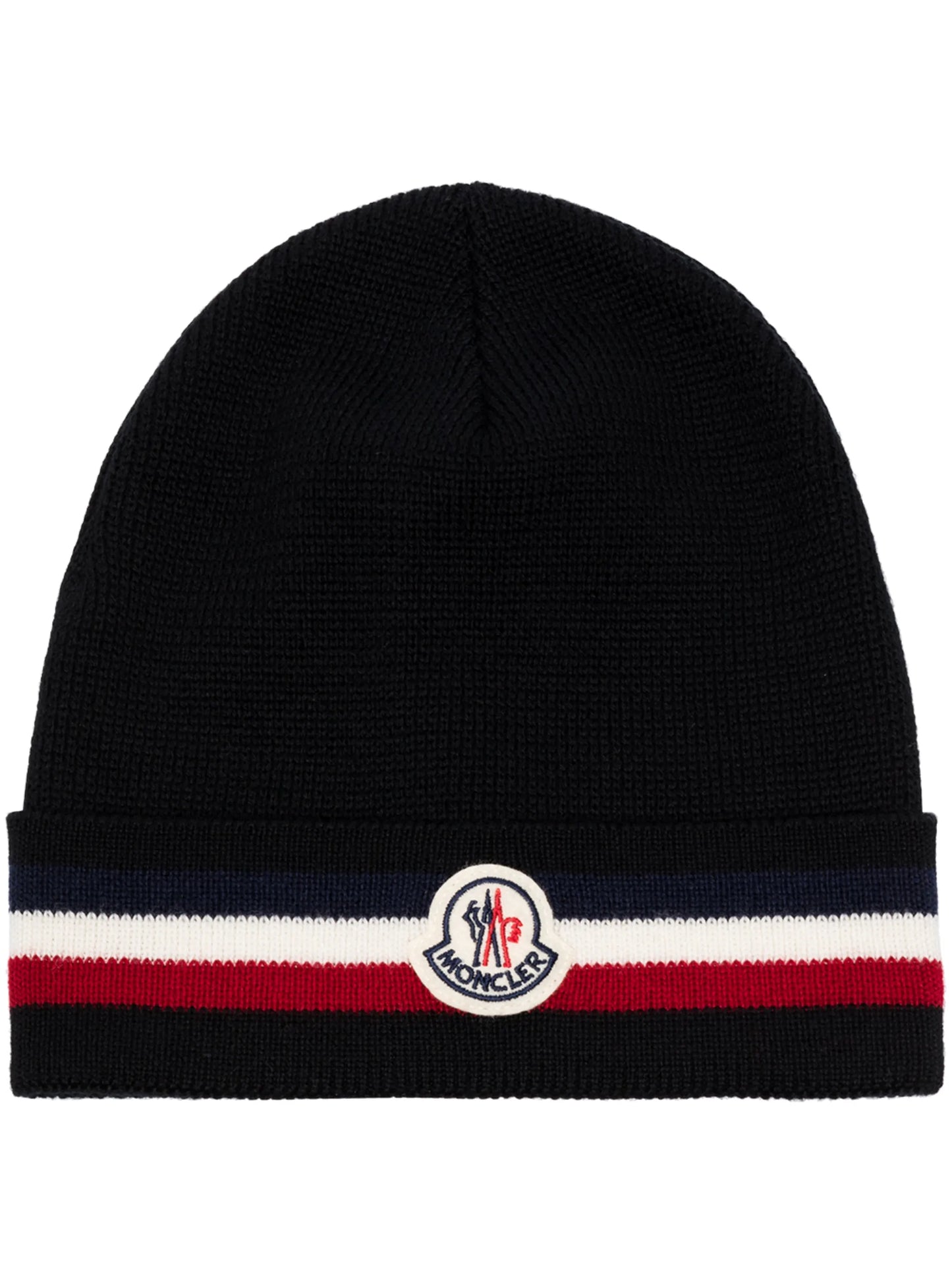striped embroidered-logo beanie