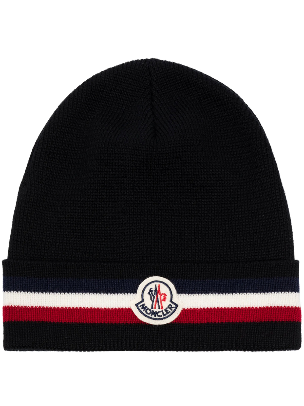 striped embroidered-logo beanie