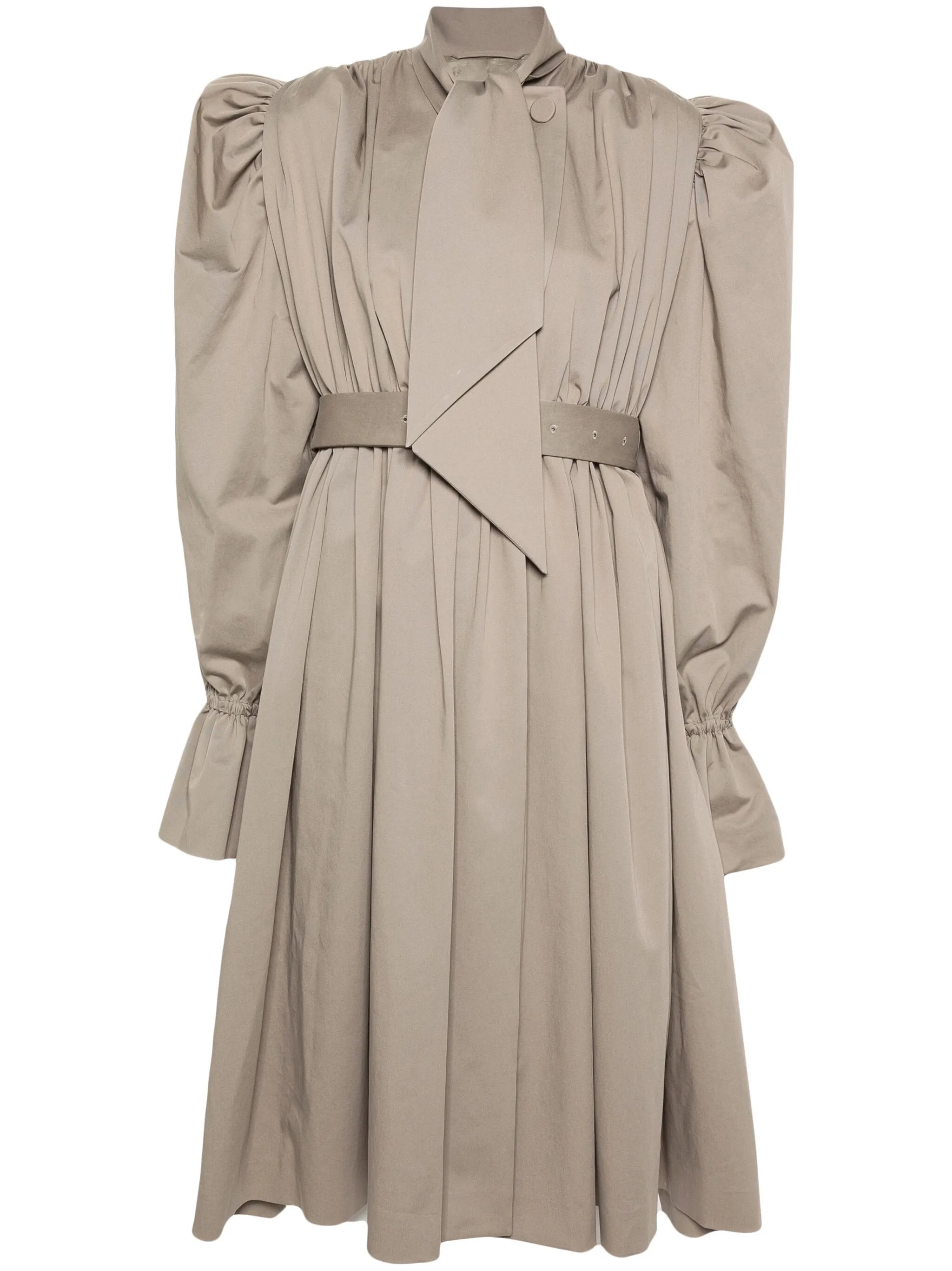 puff-sleeve belted coat