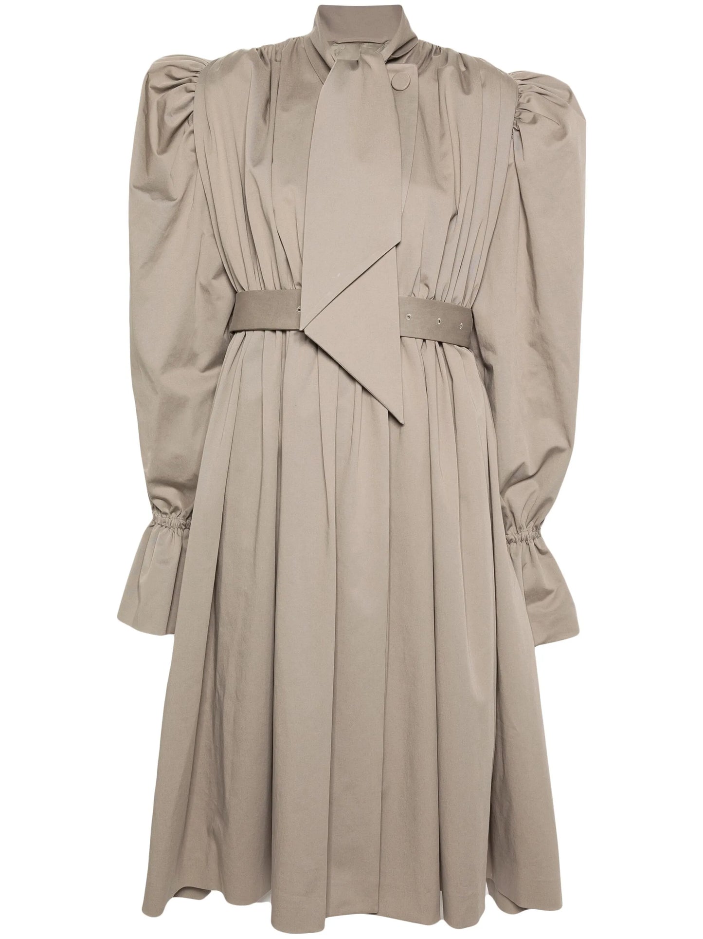 puff-sleeve belted coat