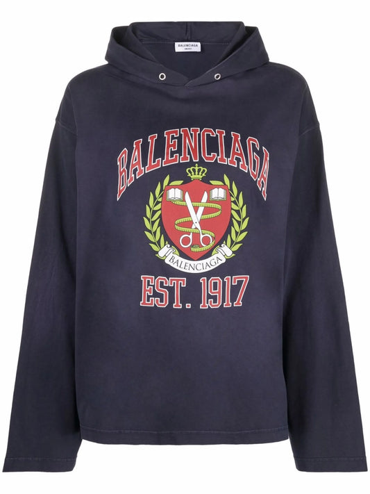 College crest-print hoodie