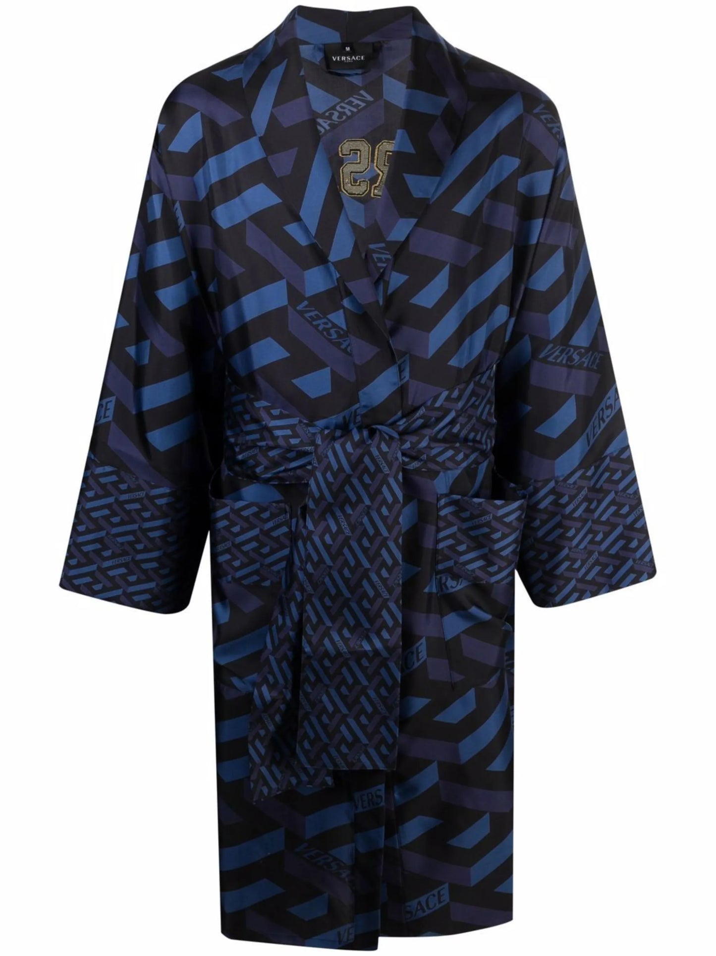 logo-print monogram silk robe