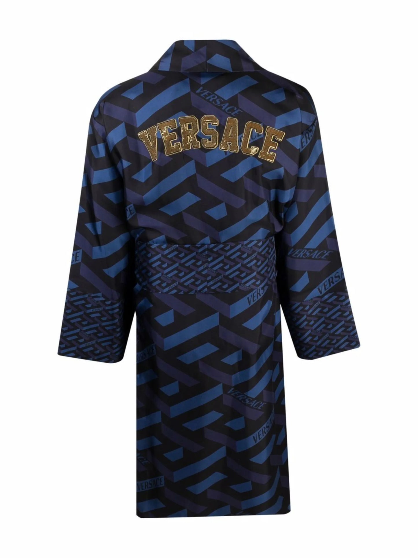 logo-print monogram silk robe