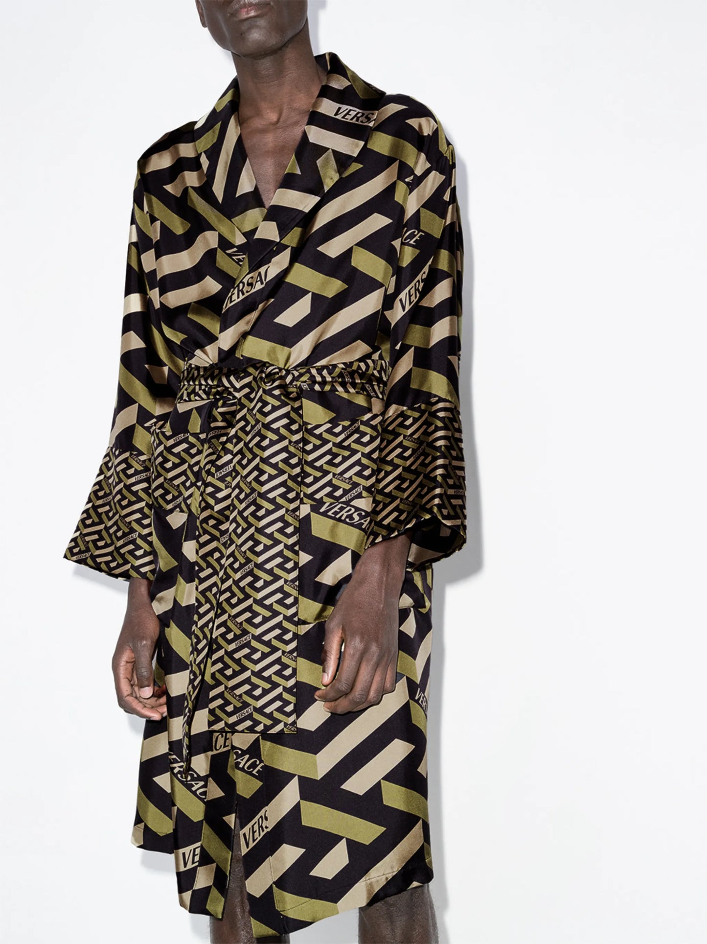 La Greca monogram silk robe