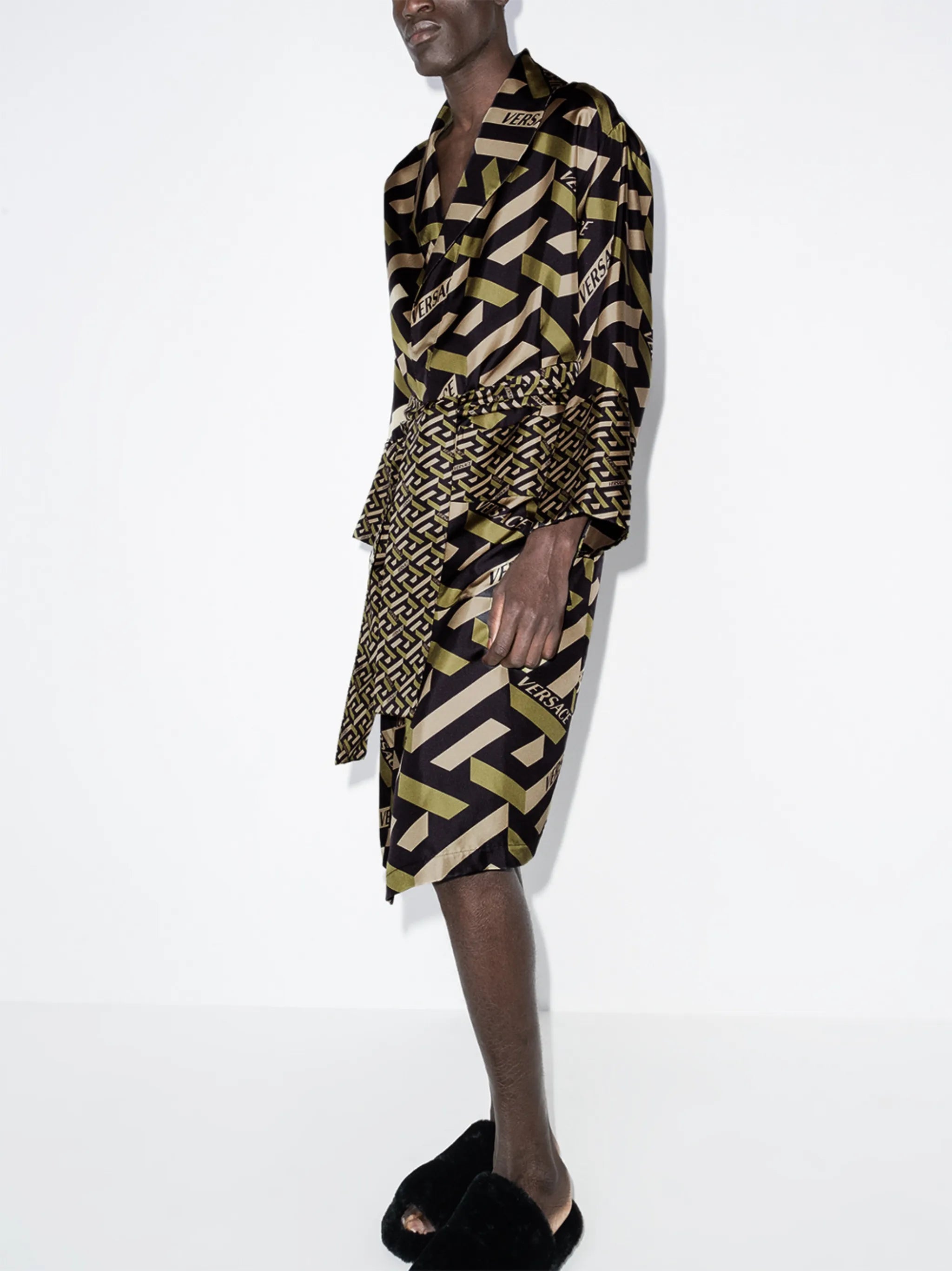 La Greca monogram silk robe