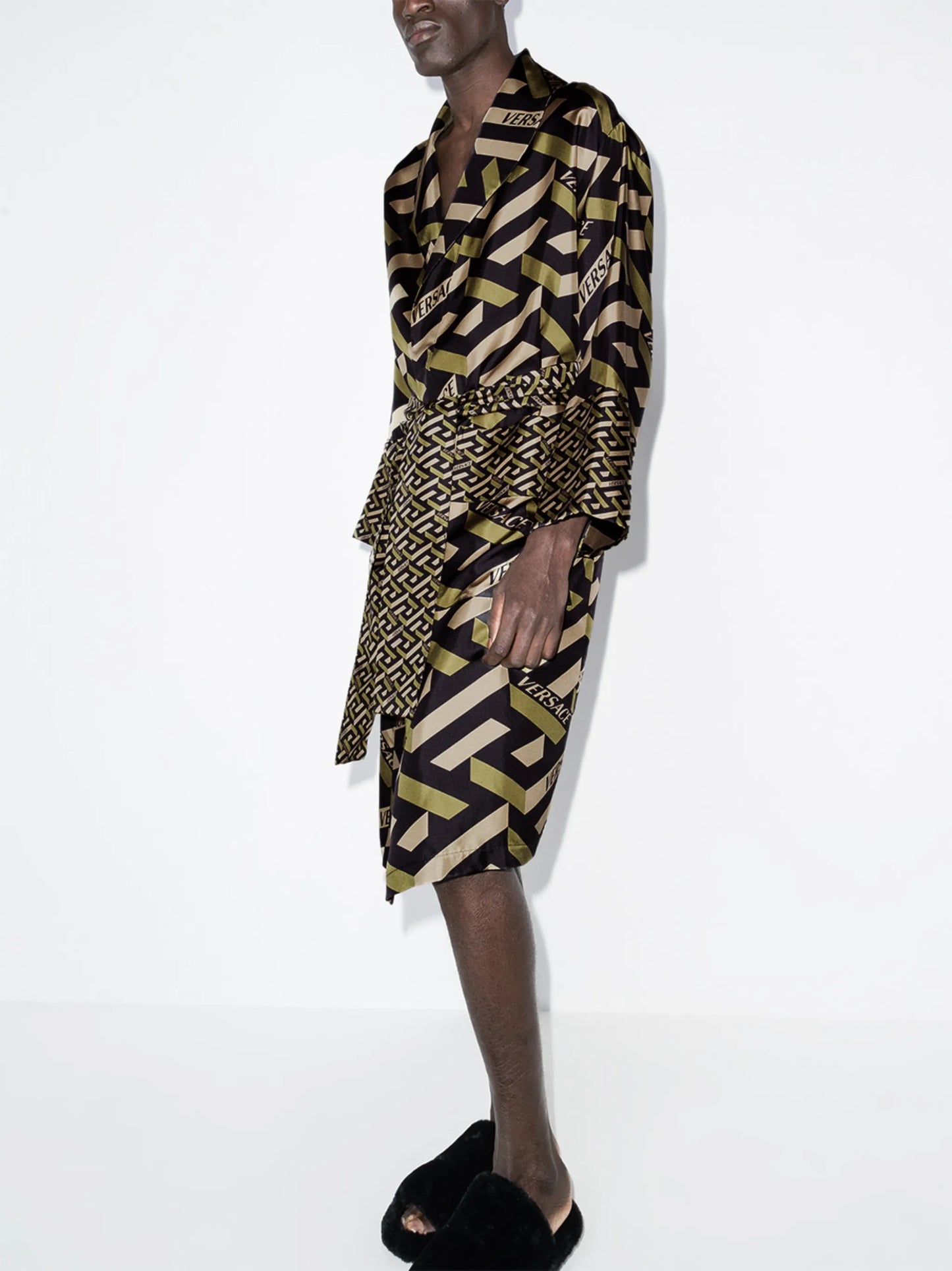 La Greca monogram silk robe