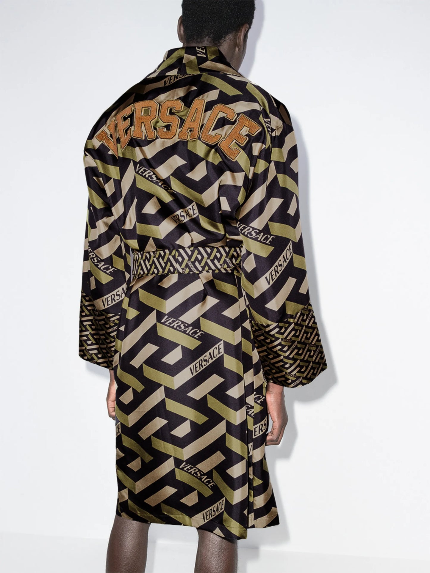 La Greca monogram silk robe