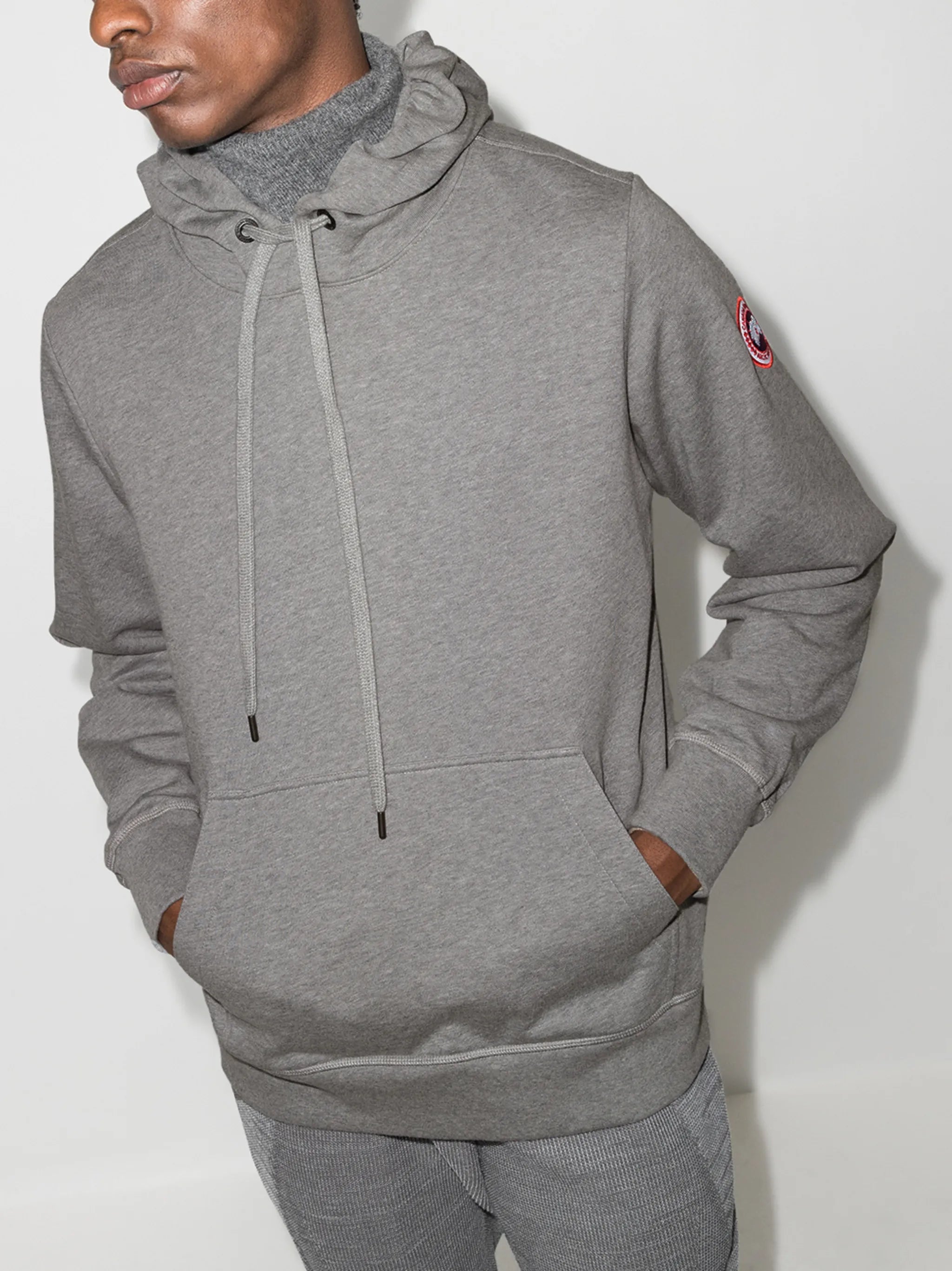 logo-patch mélange hoodie