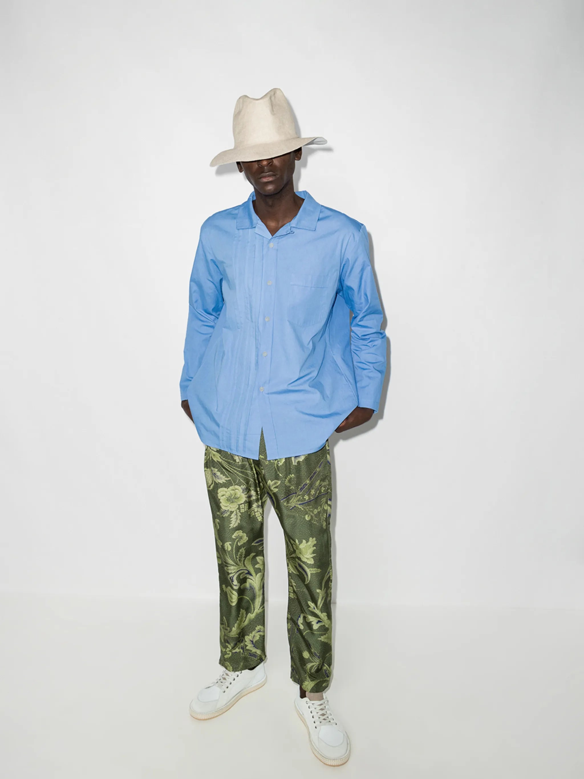 Tristan pleat-detail long-sleeve shirt
