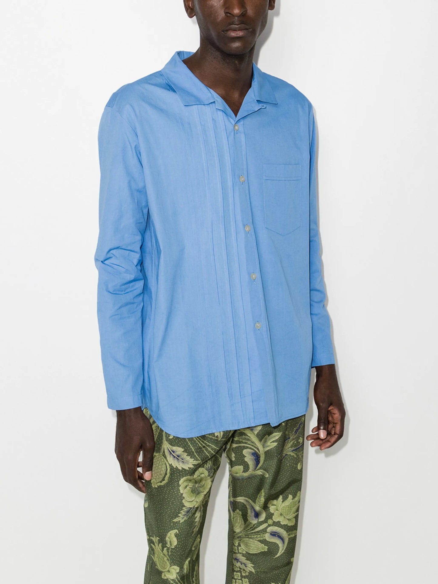 Tristan pleat-detail long-sleeve shirt