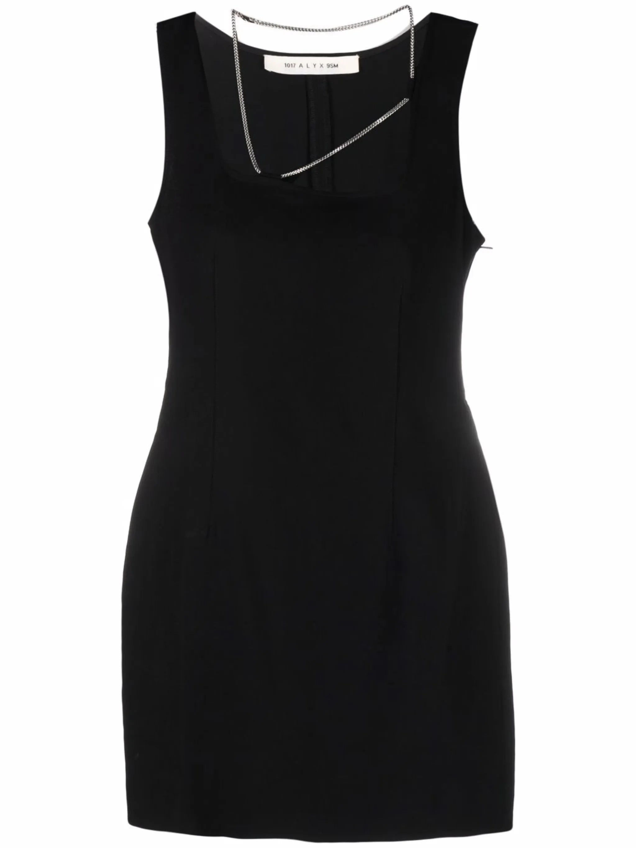 chain-trimmed mini dress