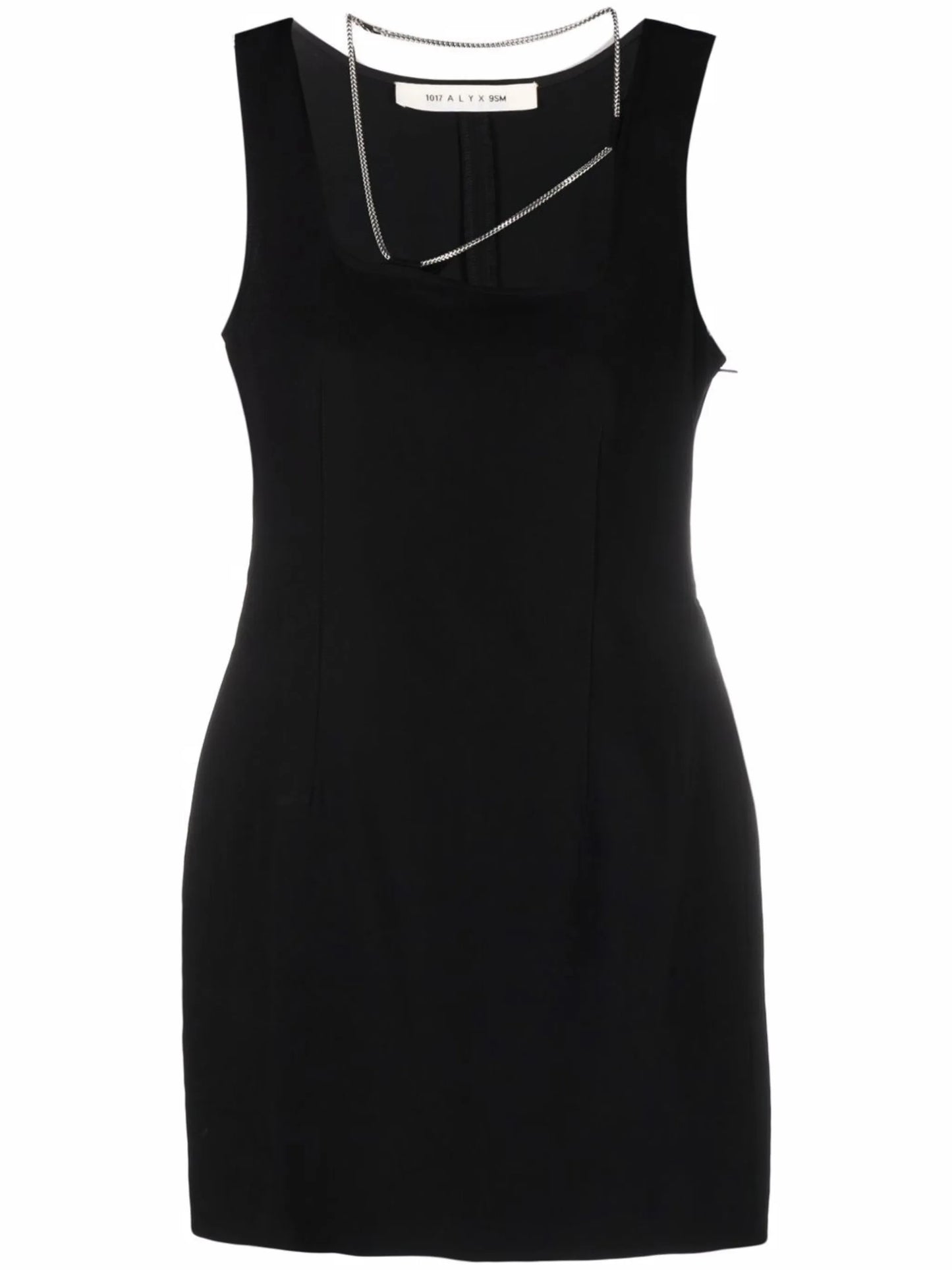 chain-trimmed mini dress